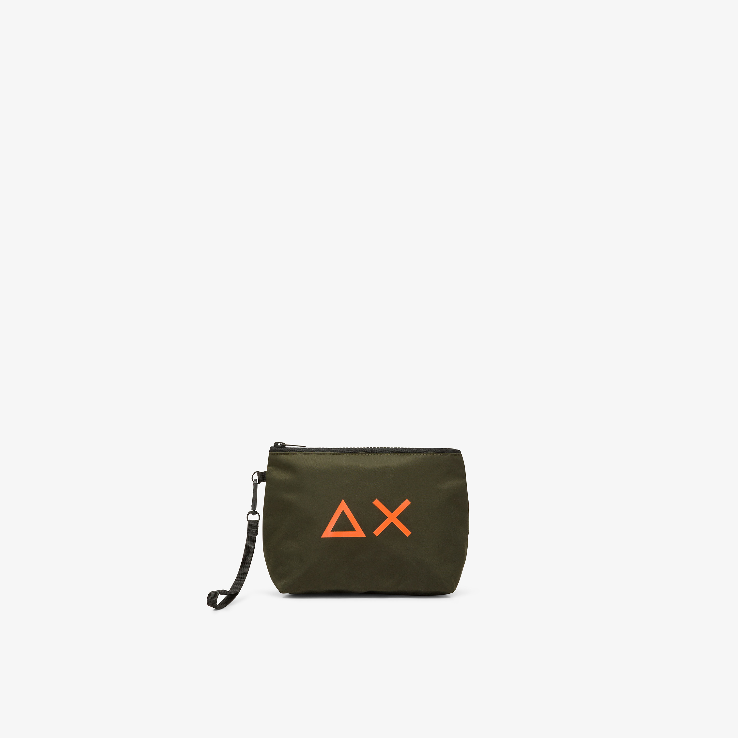 Pochette in nylon con logo militare scuro