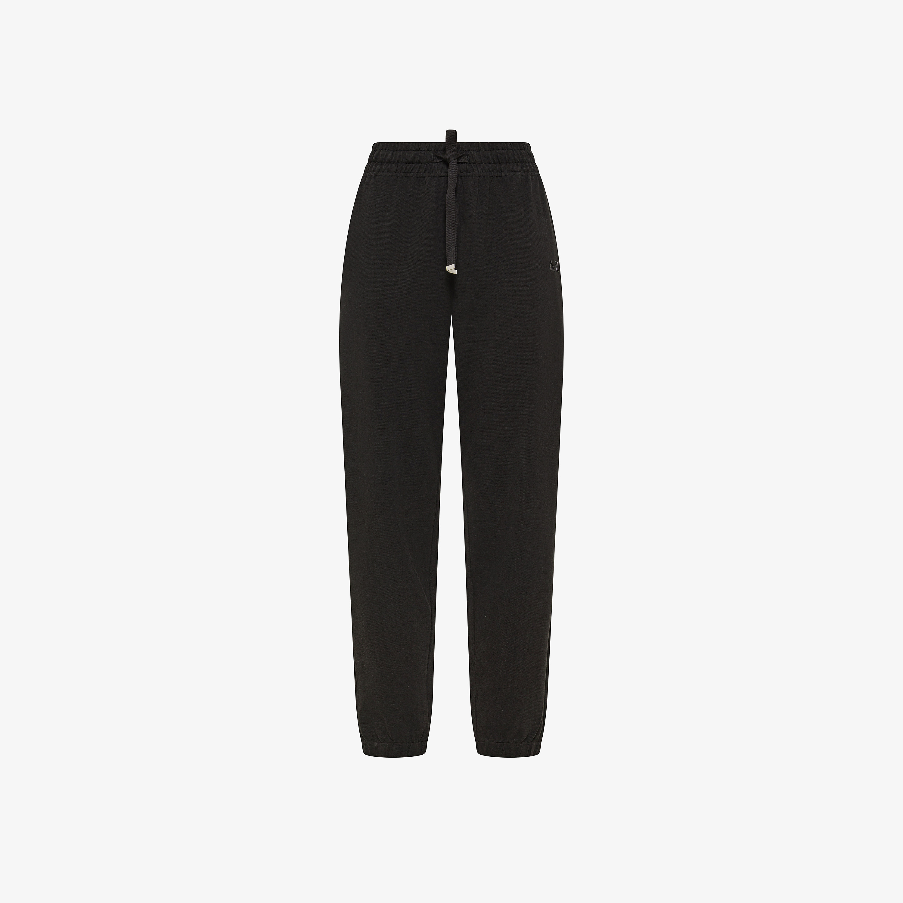 Black cotton piqué trousers