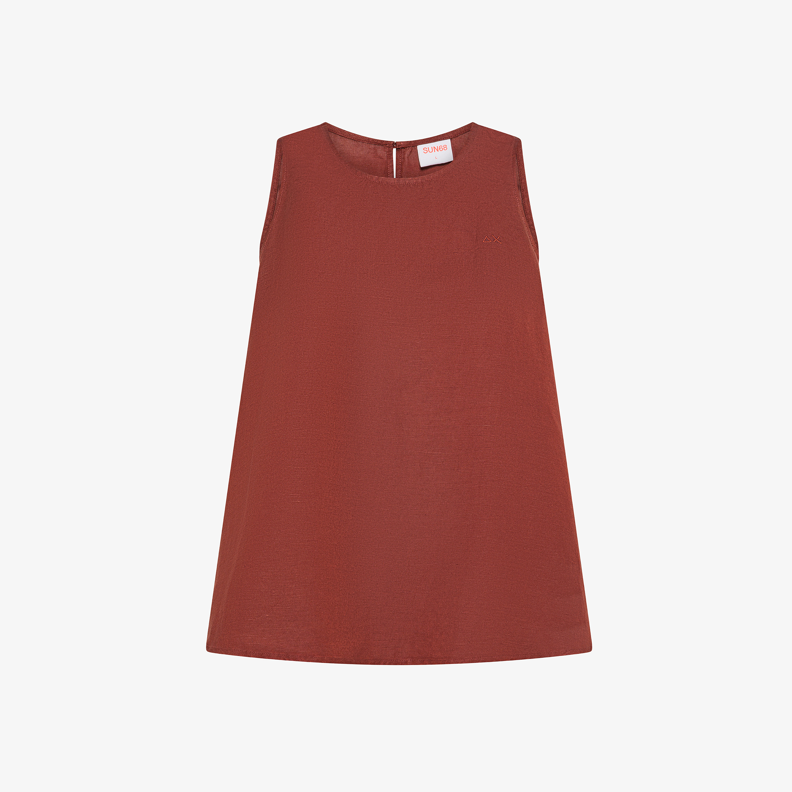 Canotta in misto lino marrone cacao