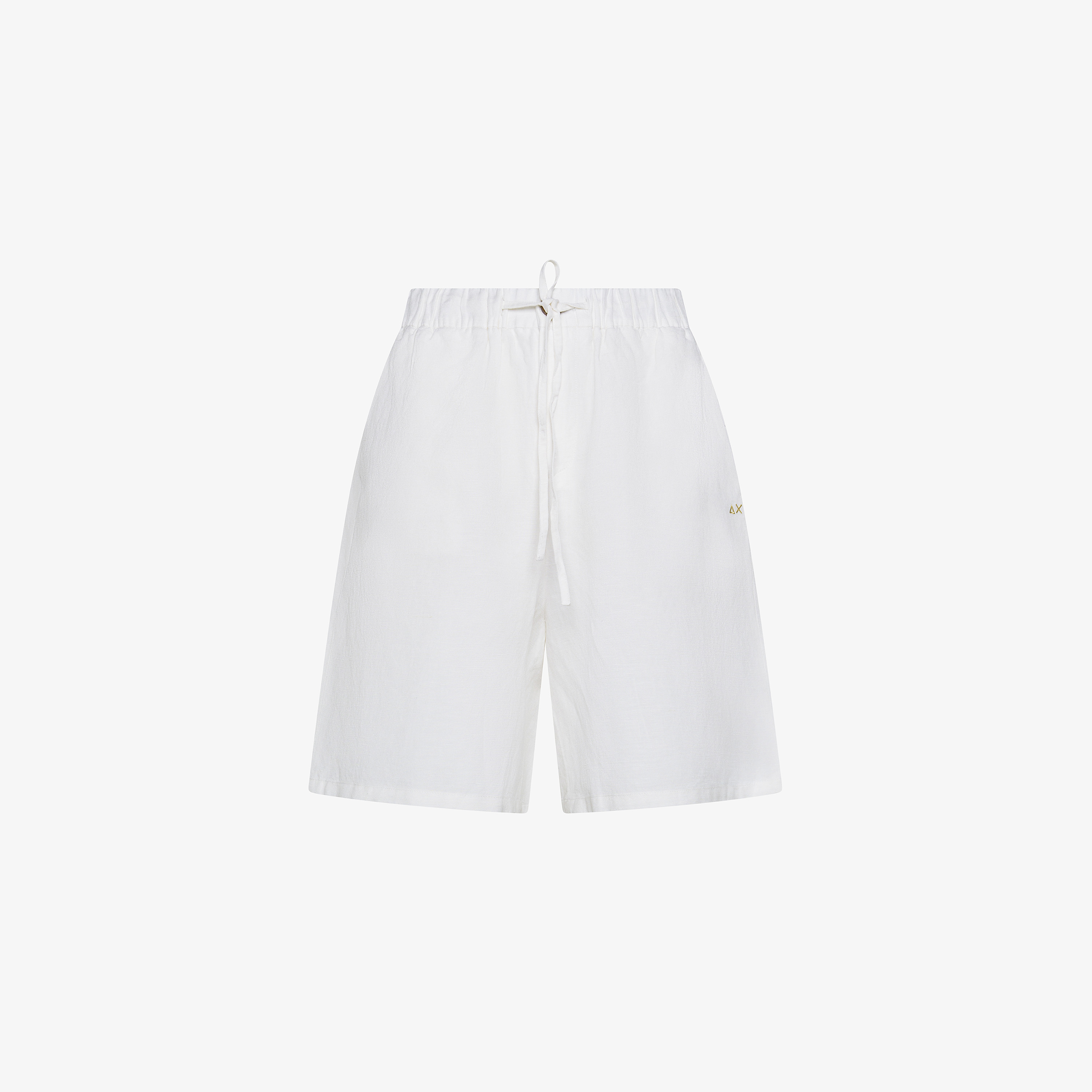 White linen drawstring shorts
