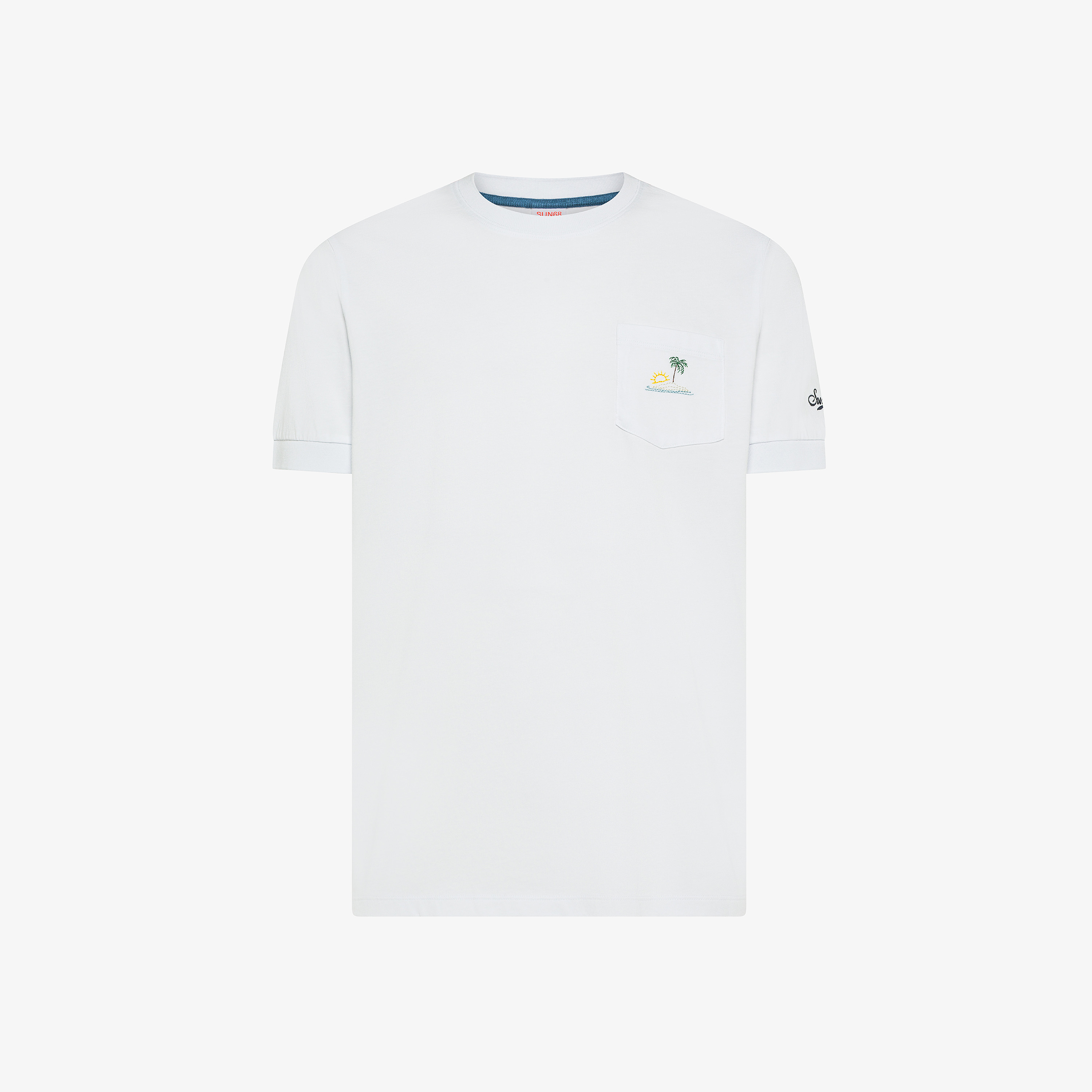 T-shirt in jersey di cotone con ricamo bianco