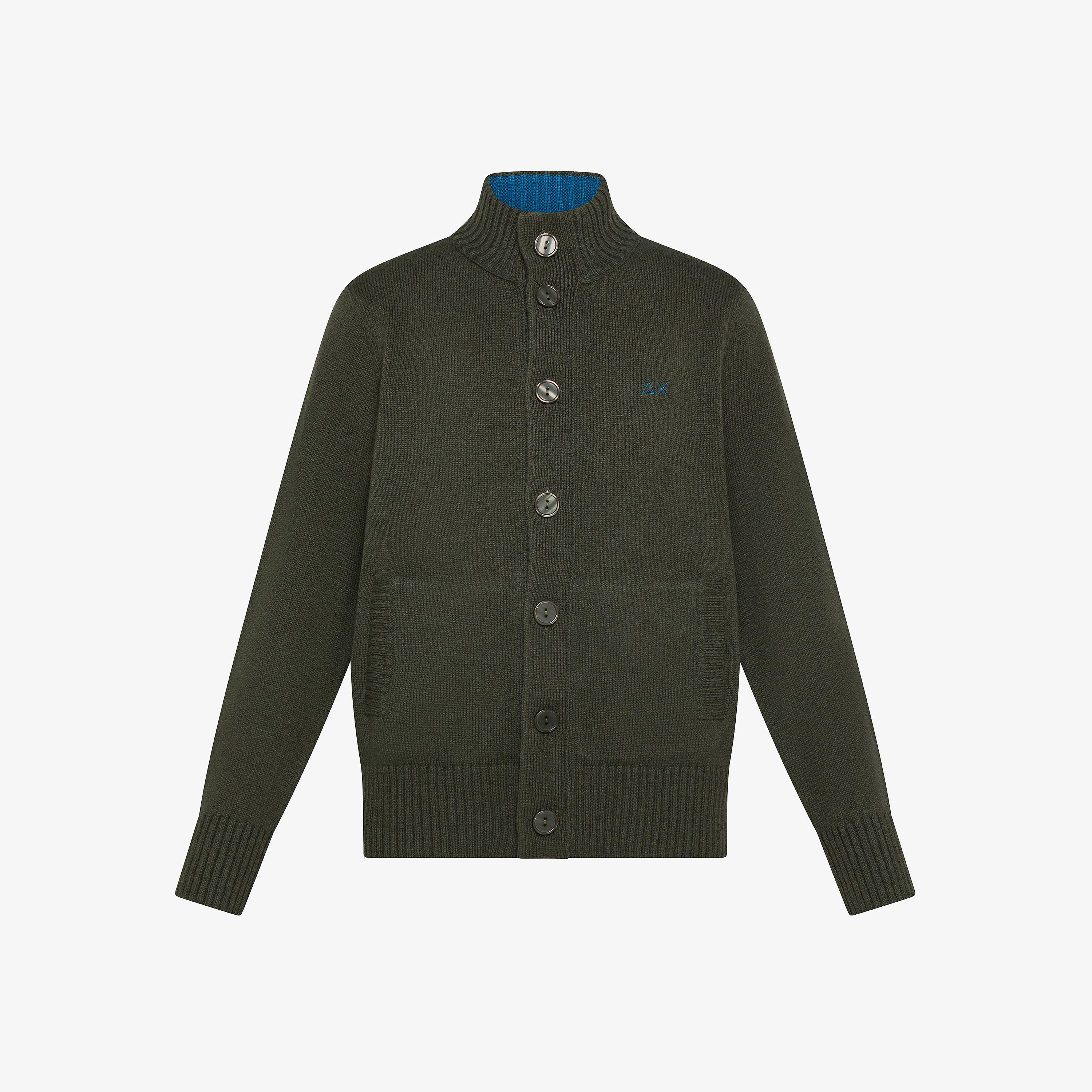 Cardigan in lana e cashmere militare scuro