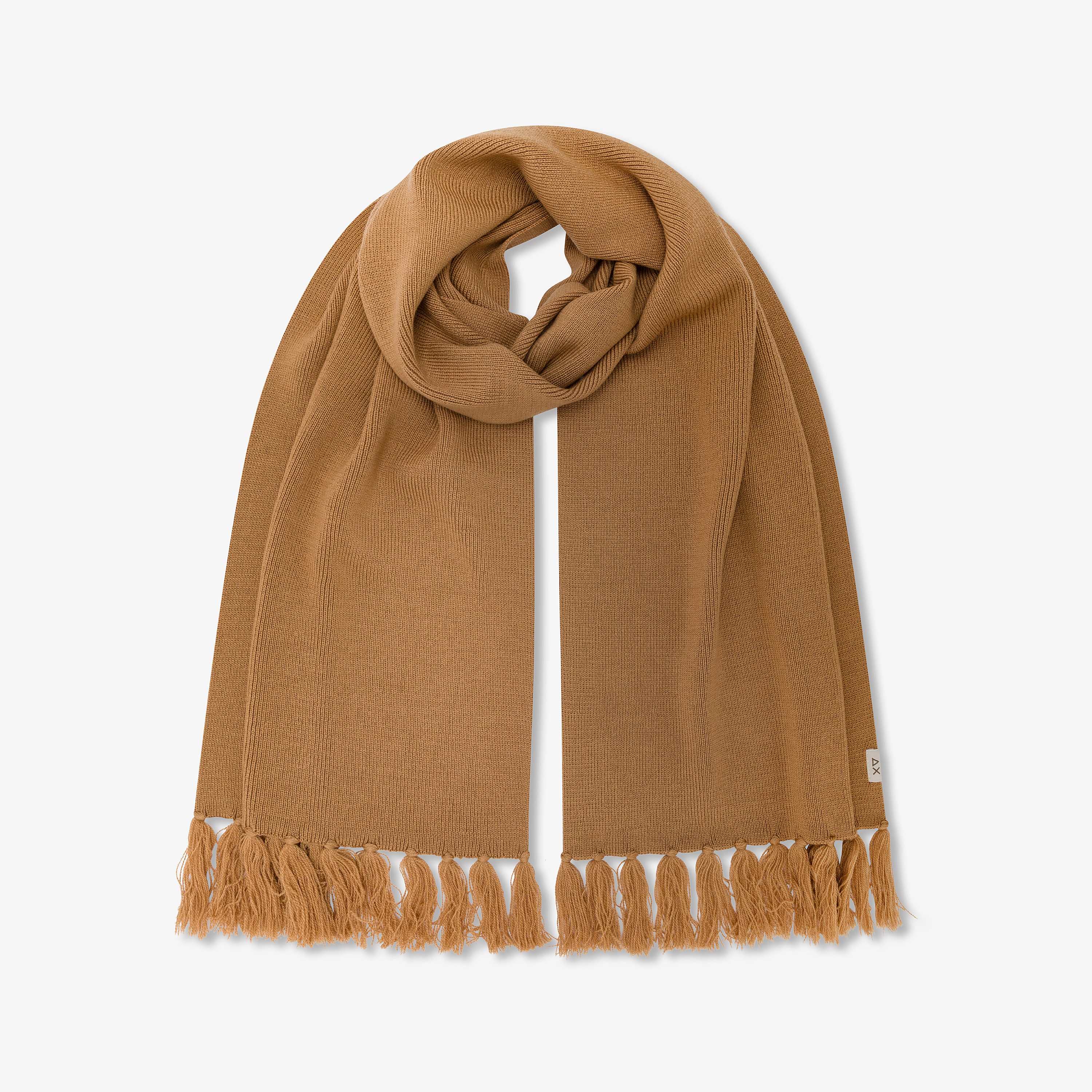 Desert brown brown wool blend scarf with fringes