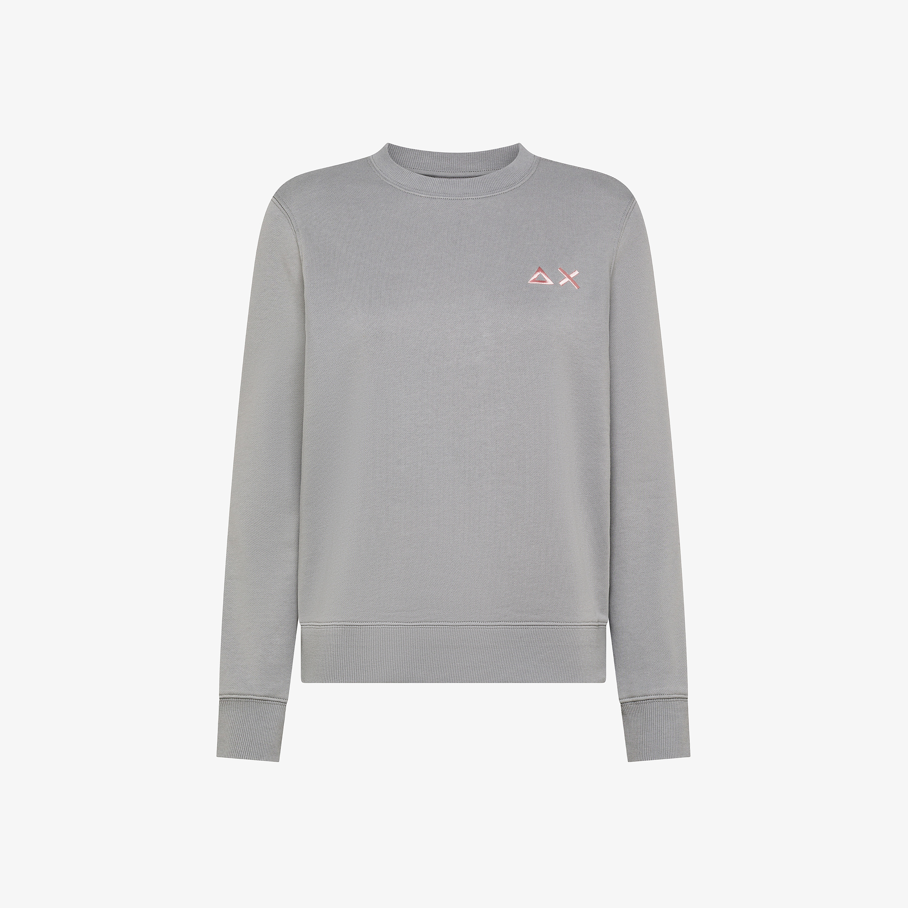 Felpa girocollo in cotone grigio medio