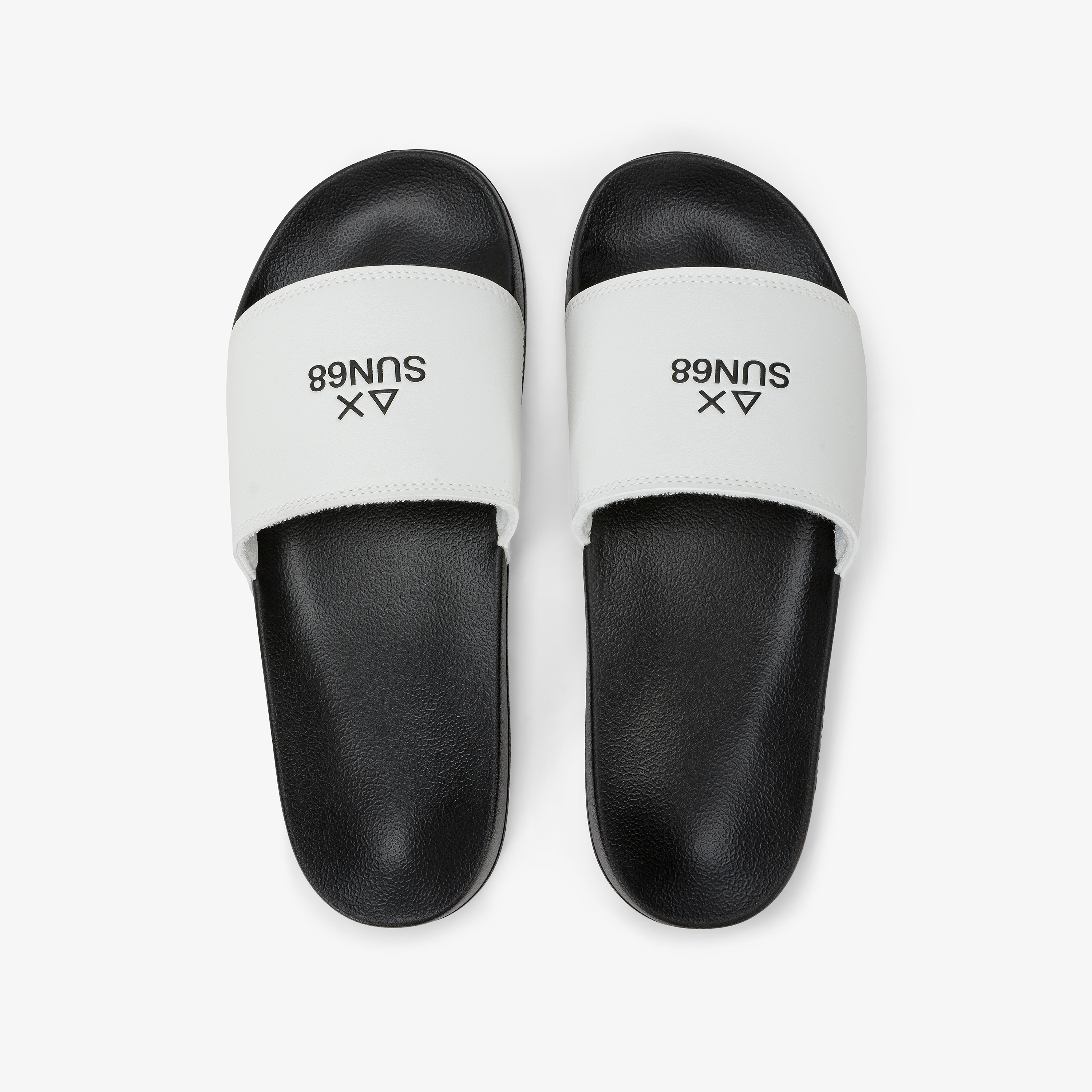 Black/white PU slides