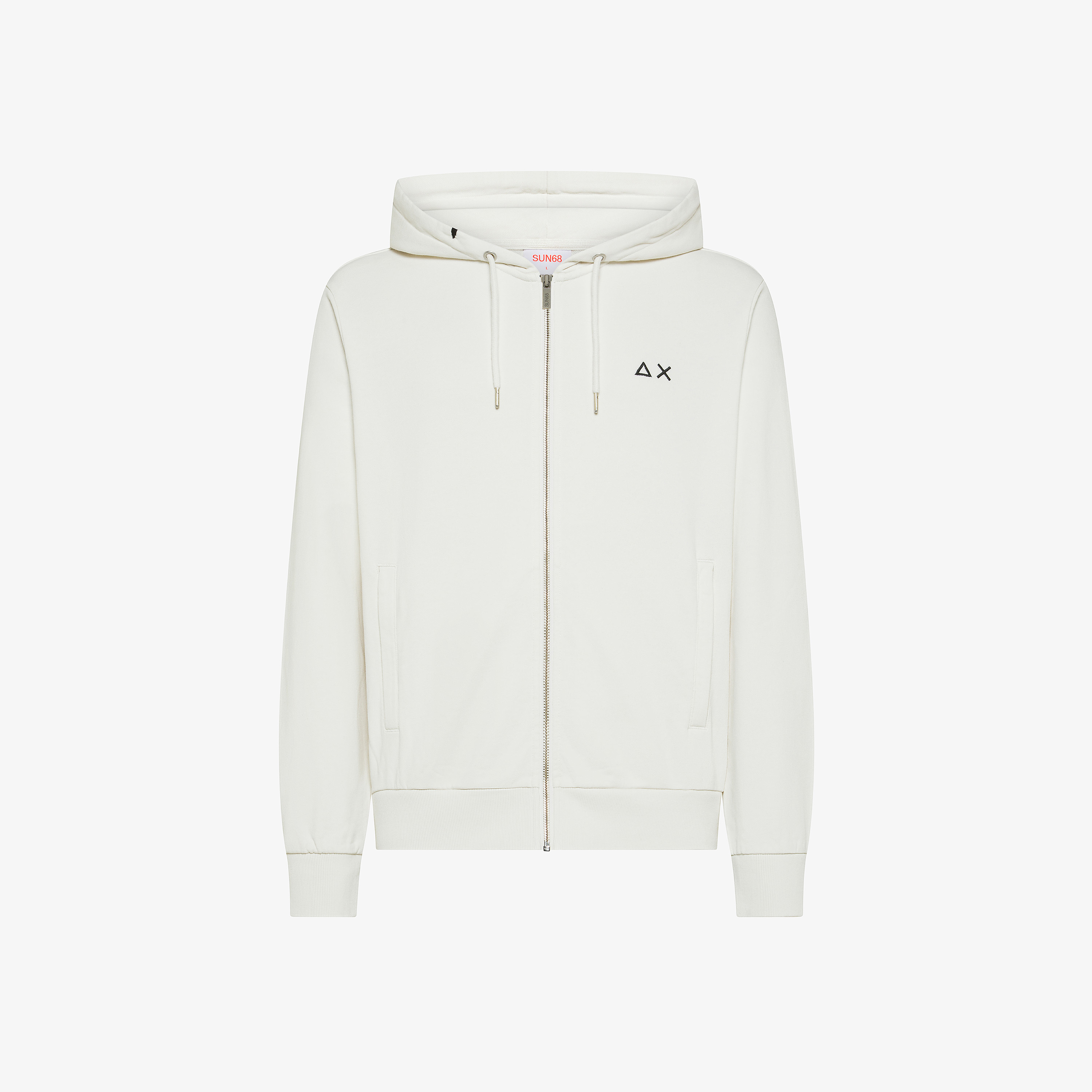 Off white cotton fleece zip hoodie