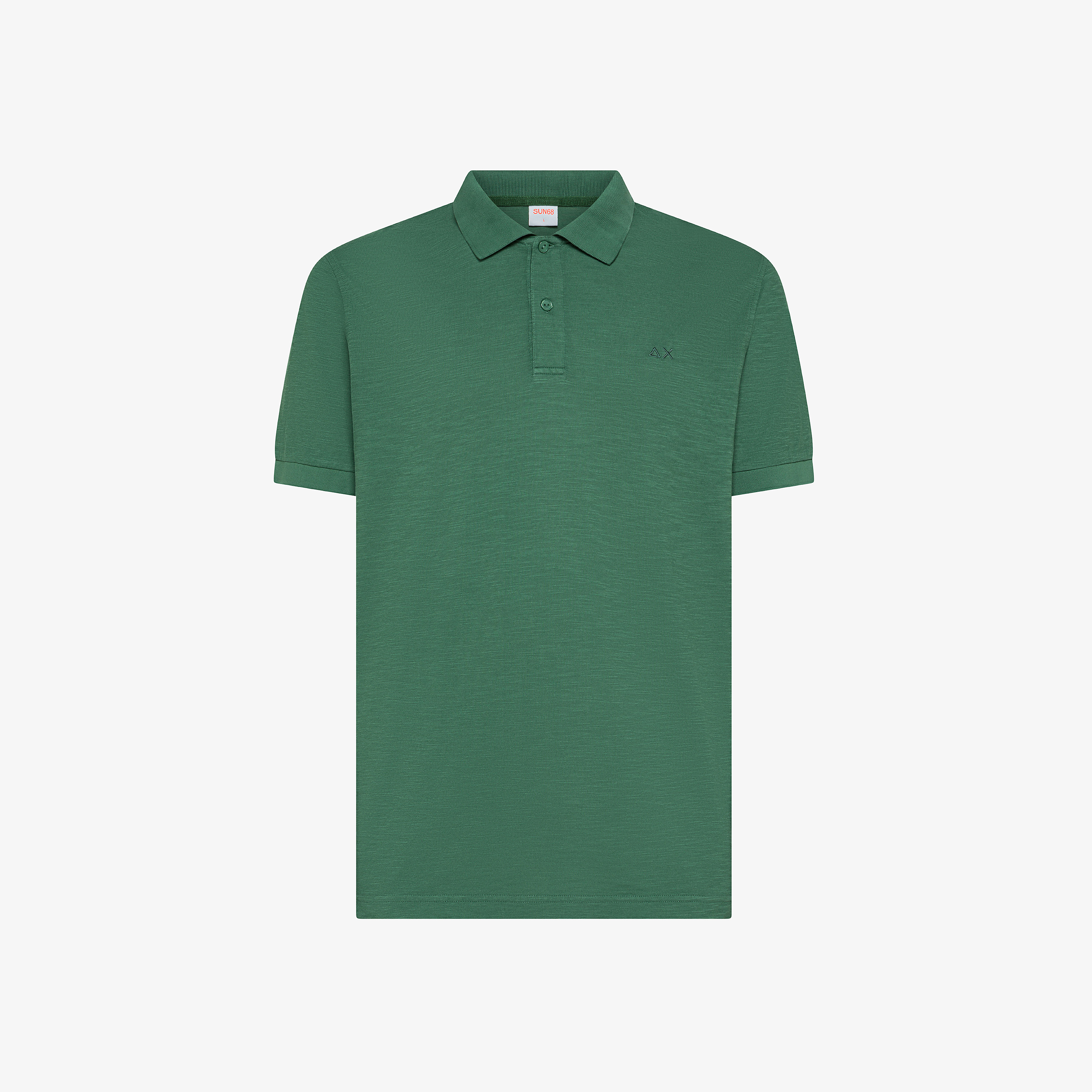 Moss green cotton polo with embroidery on the chest