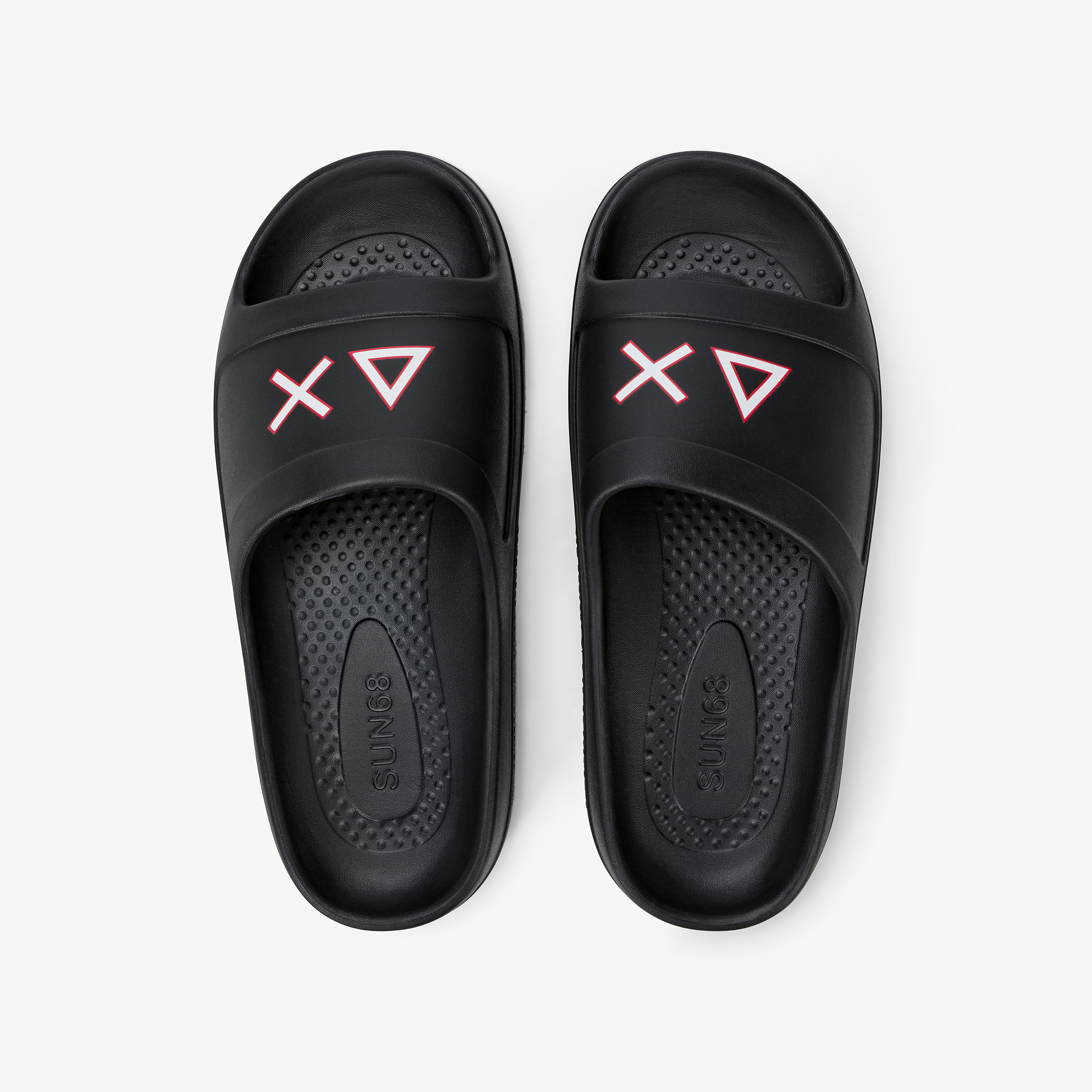 Black/red PU slides