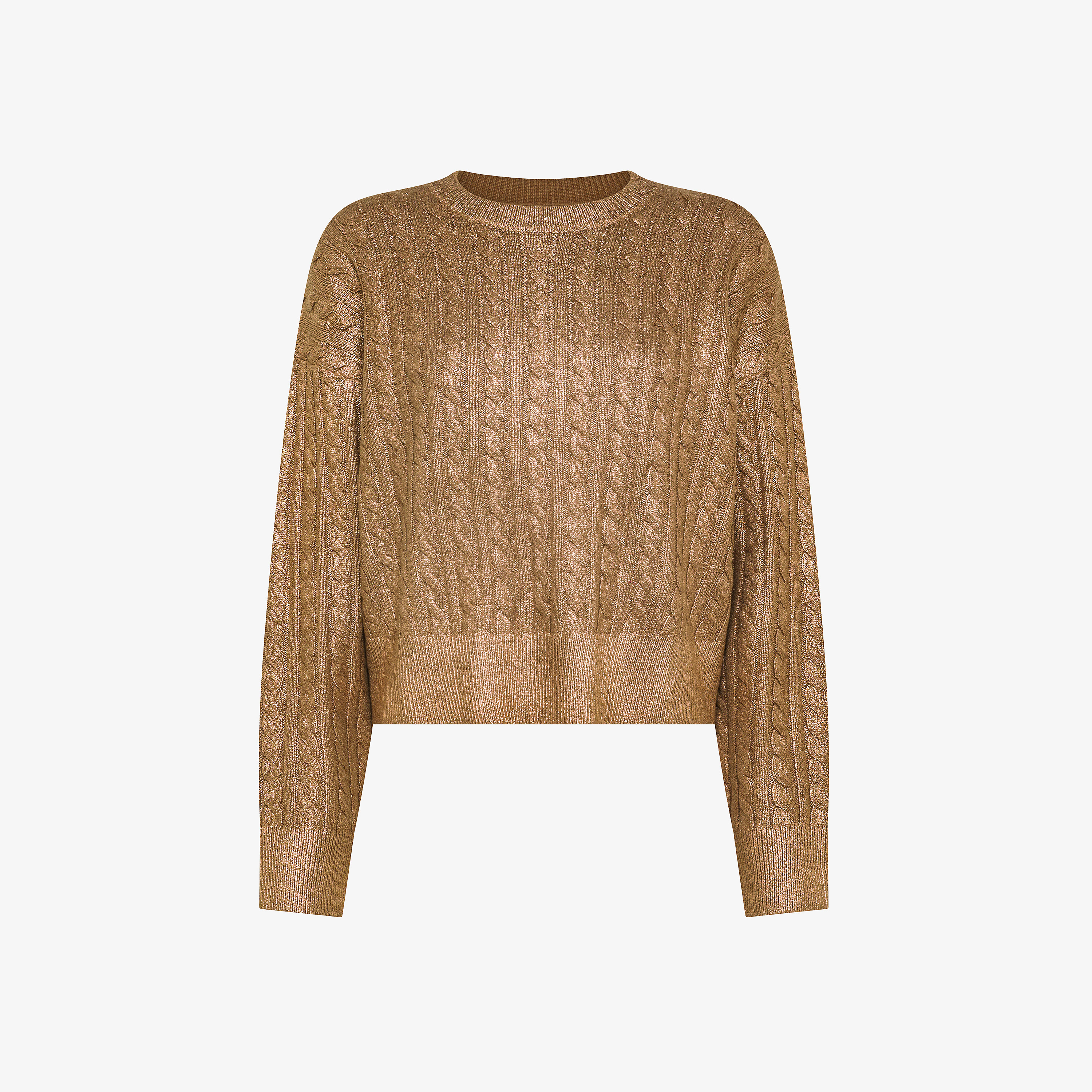 Maglia laminata in lana e cashmere marrone deserto