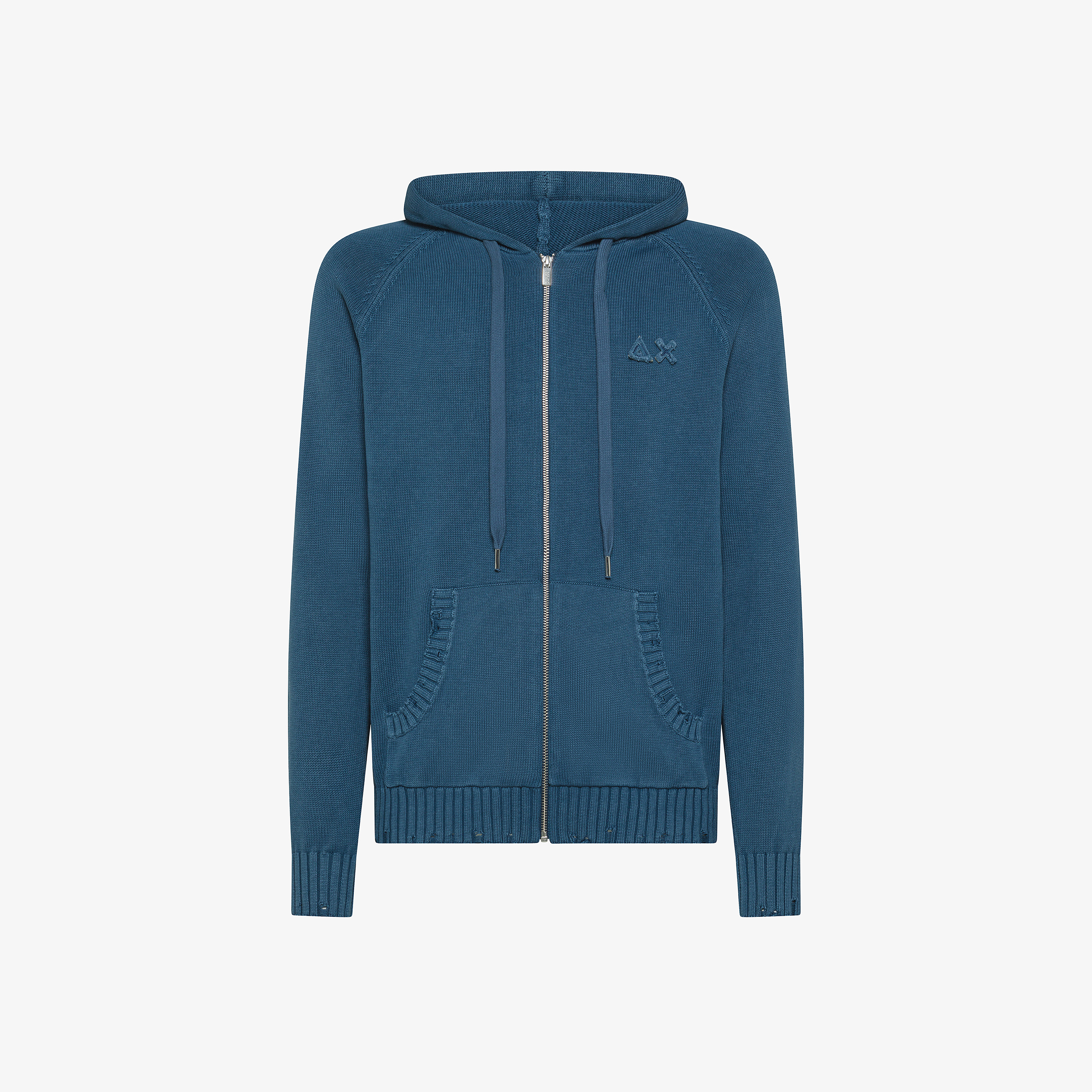 Maglia hoodie avio scuro con trattamento vintage