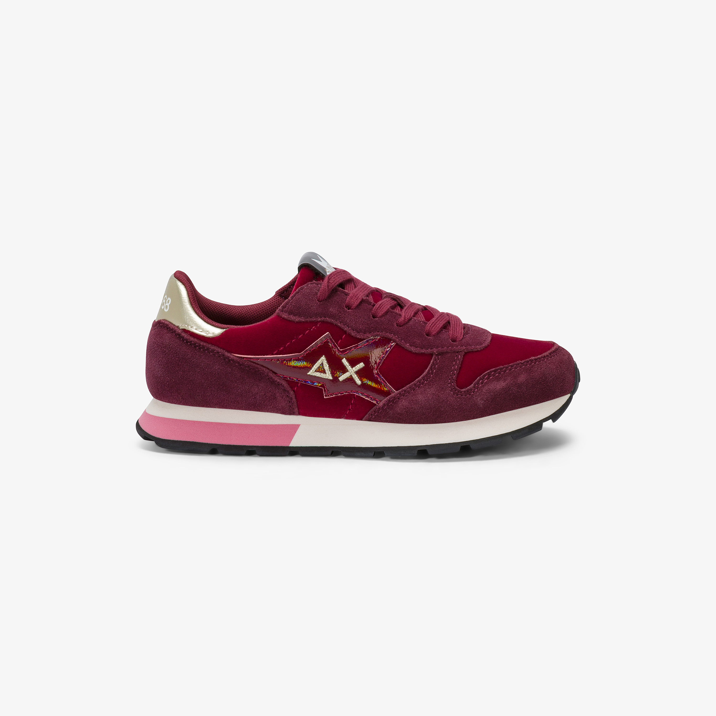 Sneaker Teen Girl's Stargirl Velvet in velluto e suede bordeaux