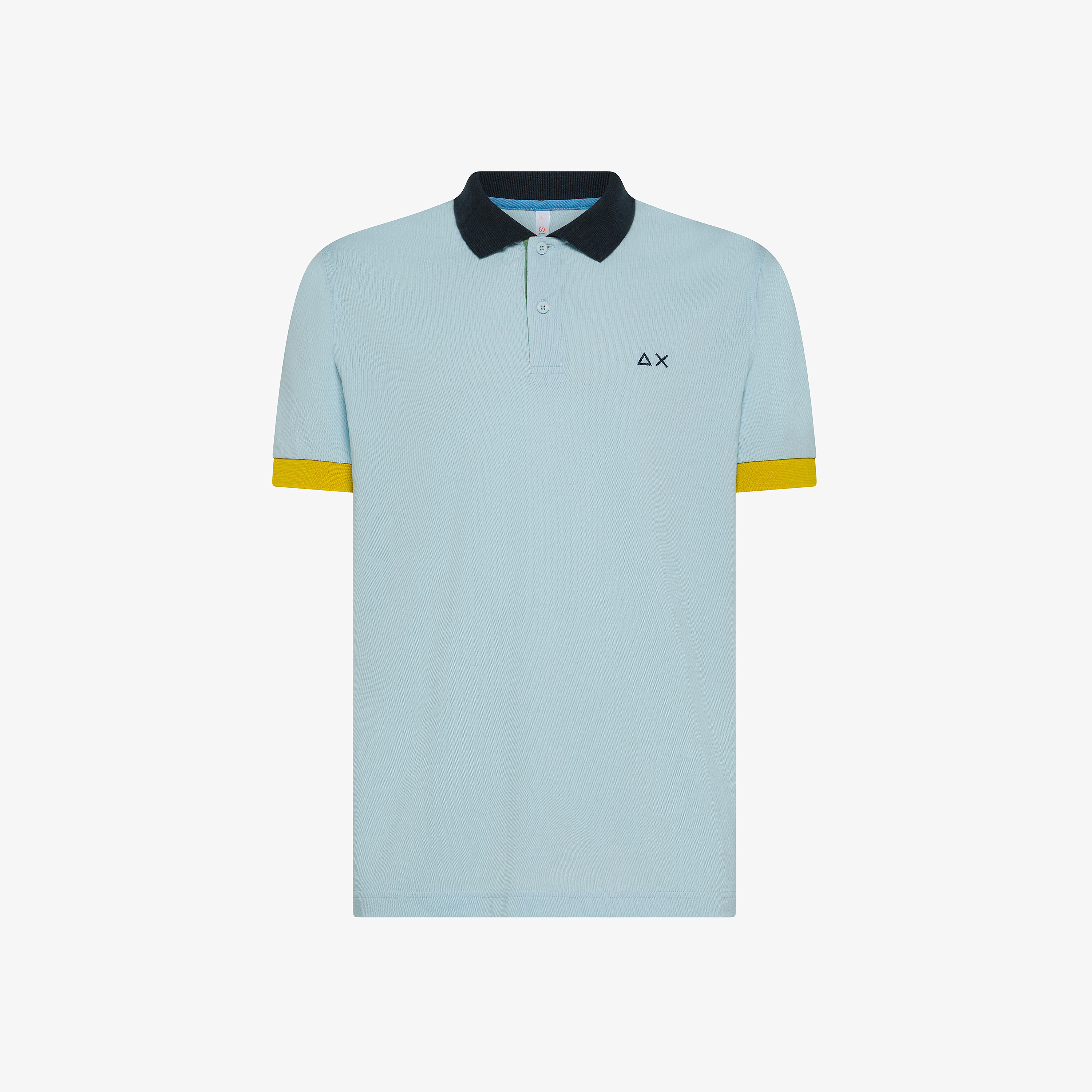 Polo in piquet di cotone azzurro