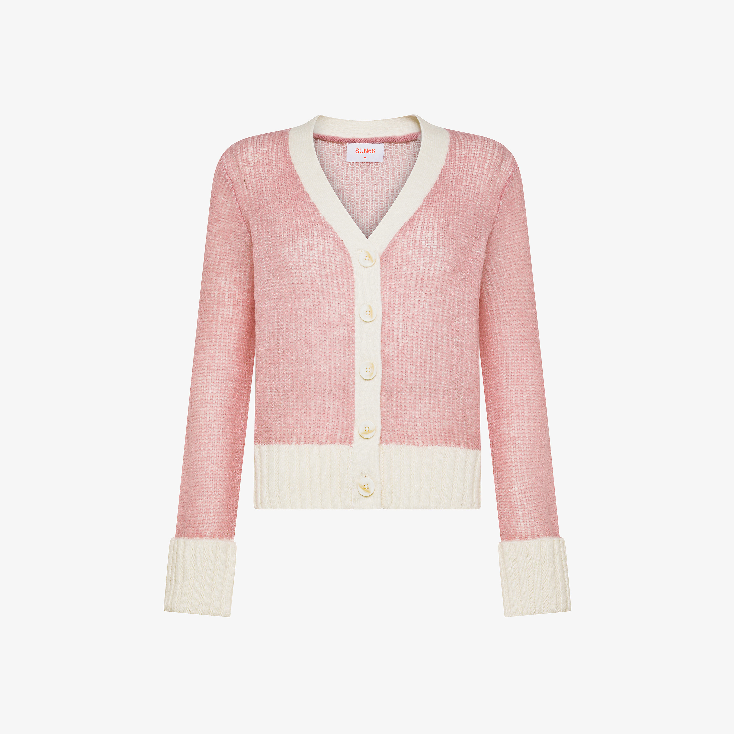 Cardigan in lana e alpaca rosa scuro