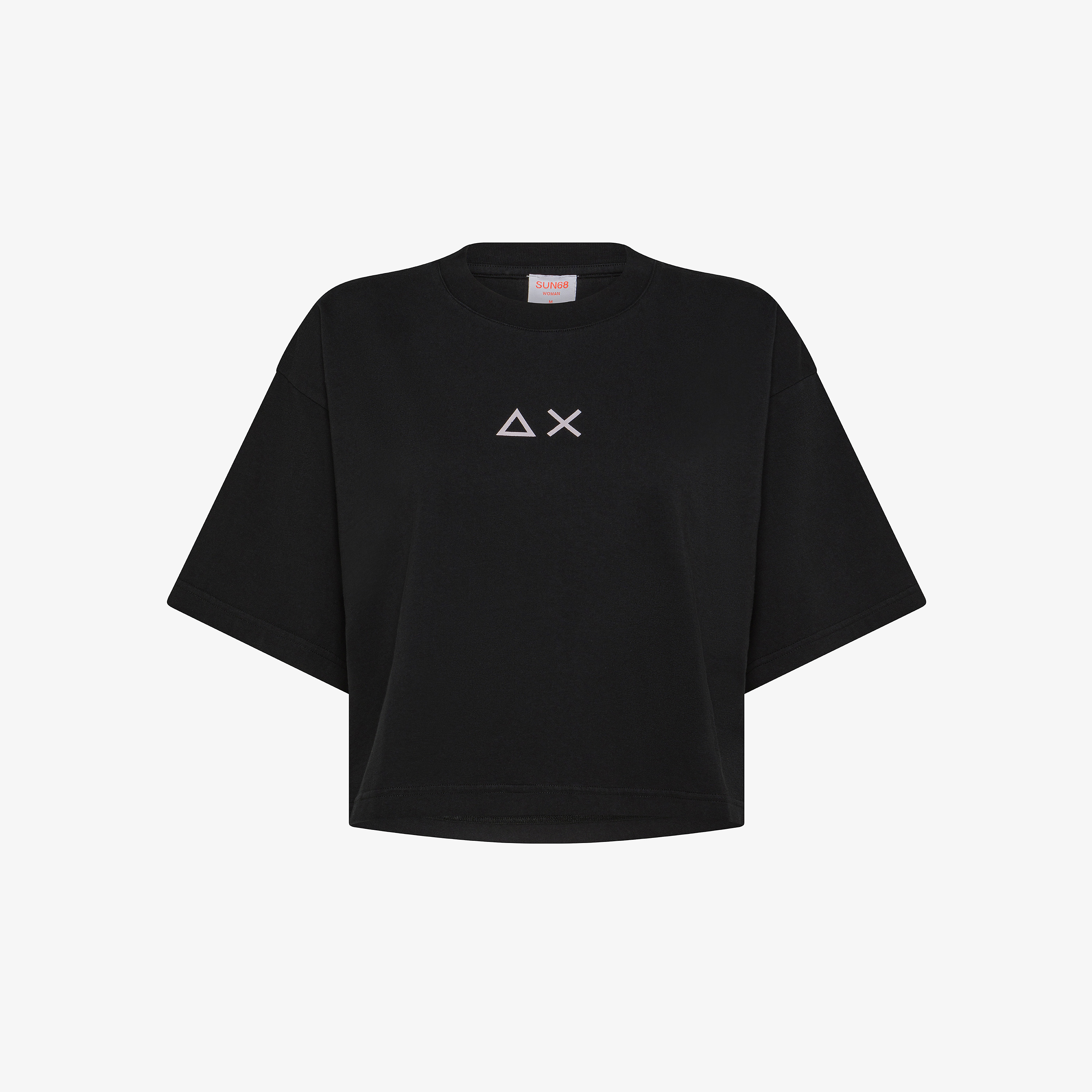 T-shirt cropped in jersey di cotone nero