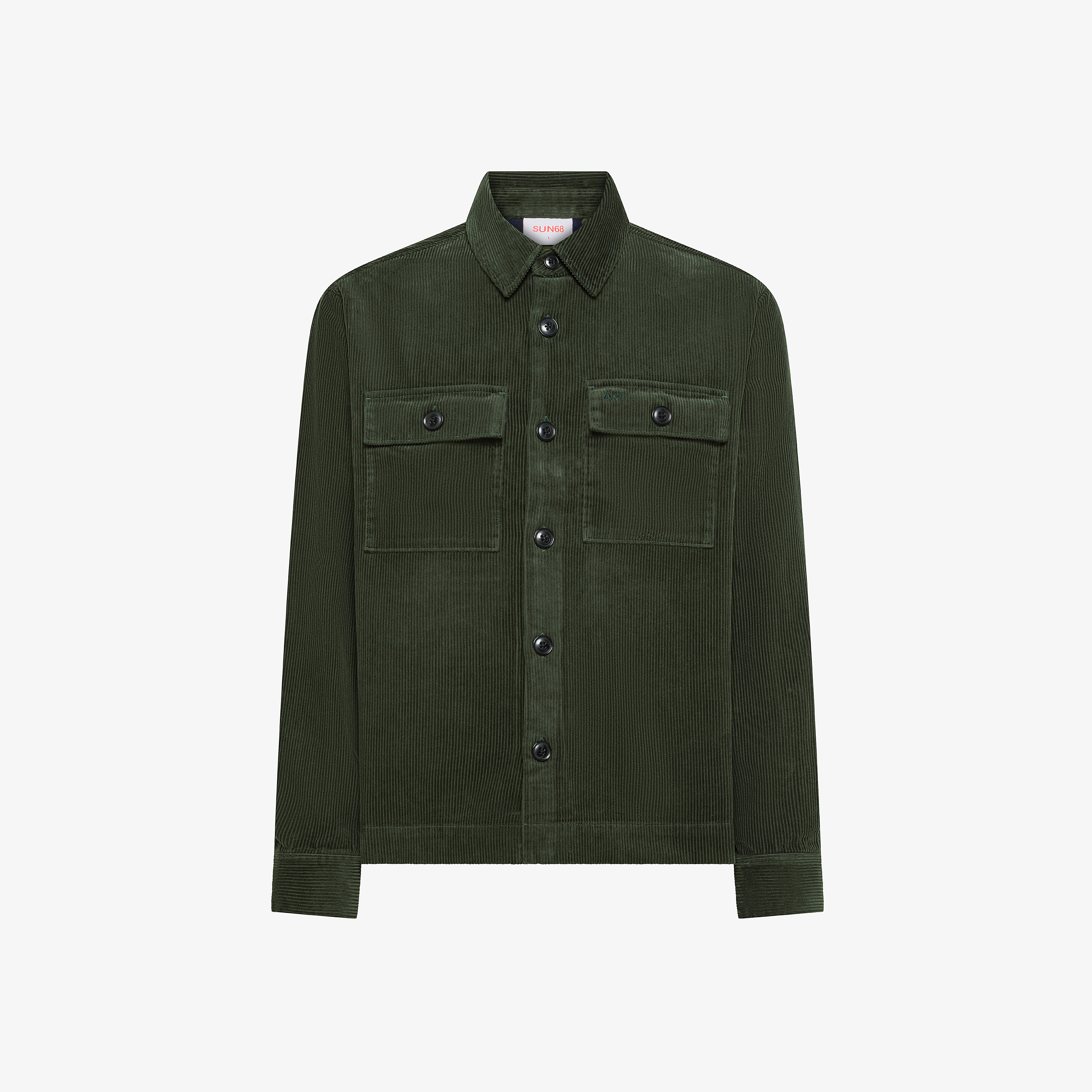 Giacca overshirt in velluto di cotone militare scuro