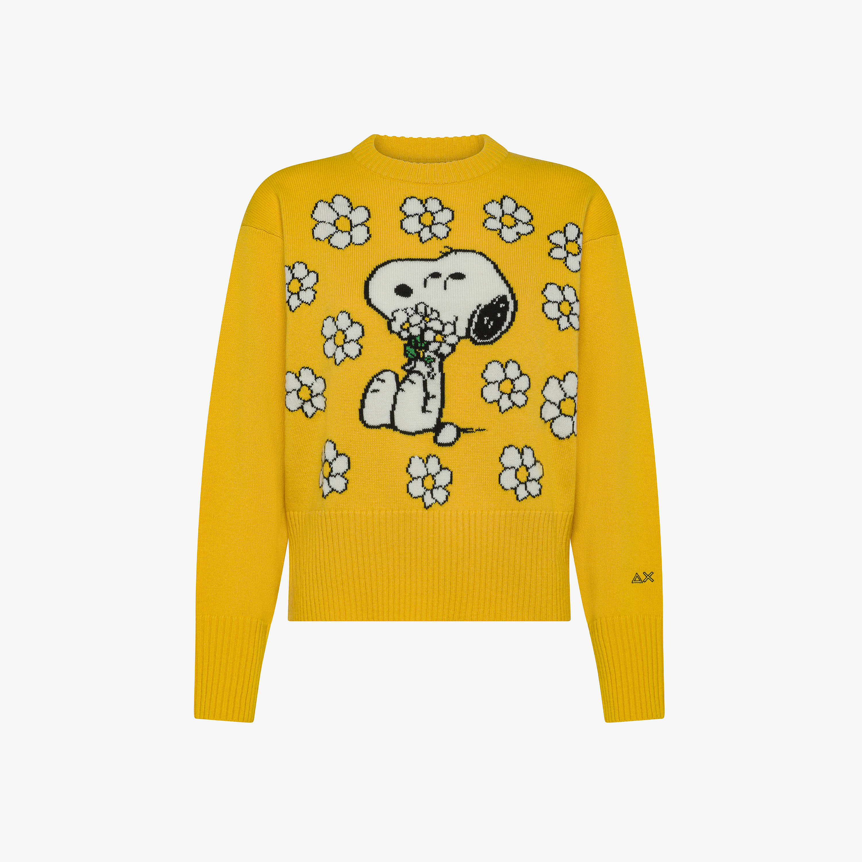 Maglia Peanuts in misto lana jacquard giallo