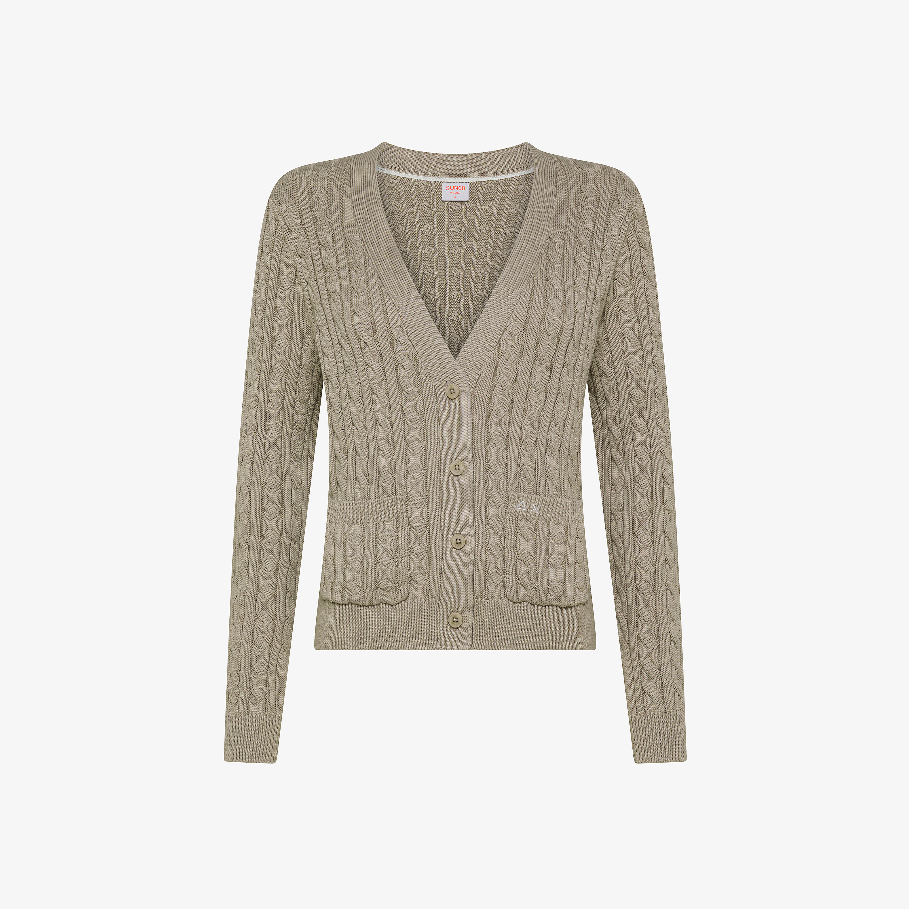 Cardigan in cotone a trecce stone