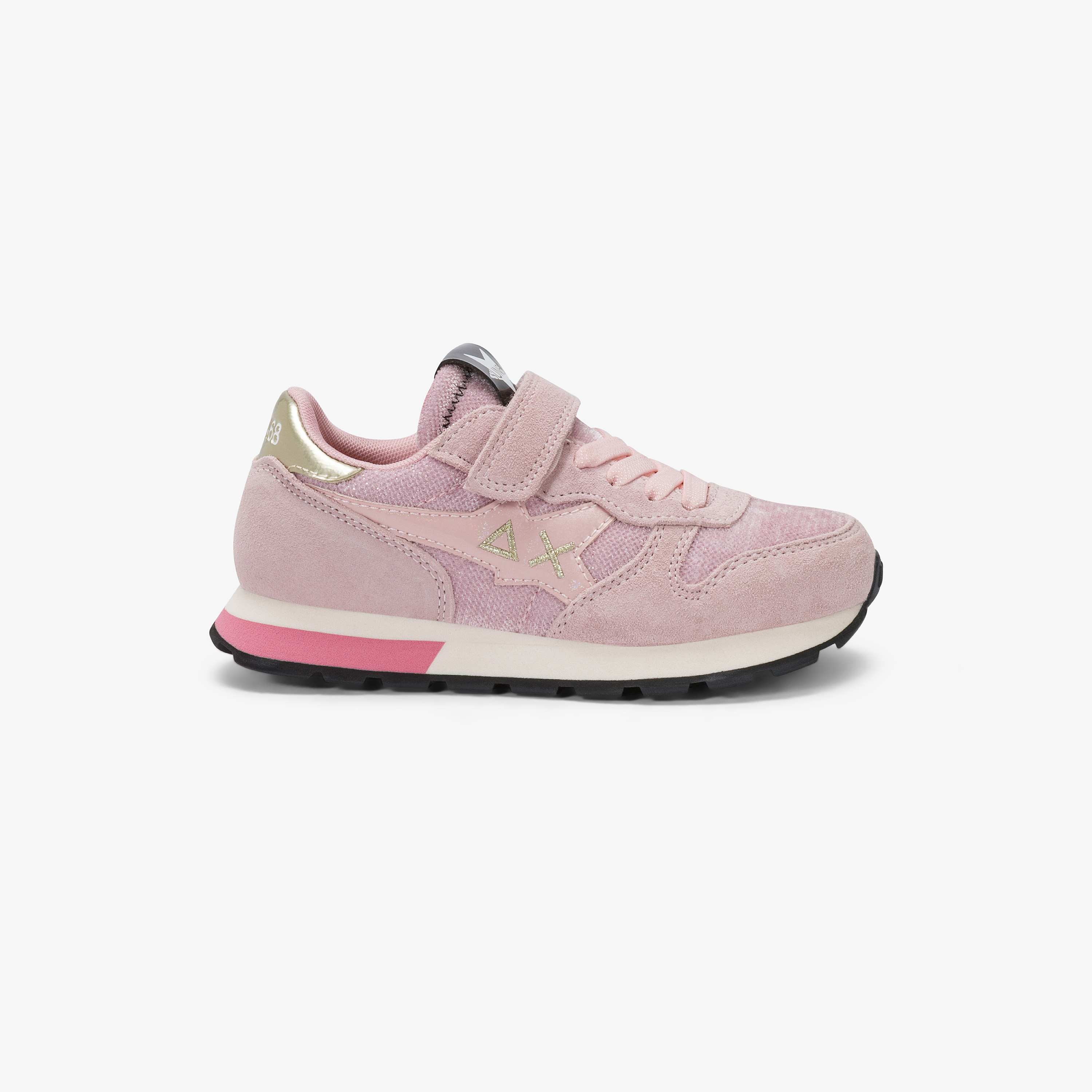 Sneaker Kid Girl's Stargirl Velvet con cinturino e lacci rosa
