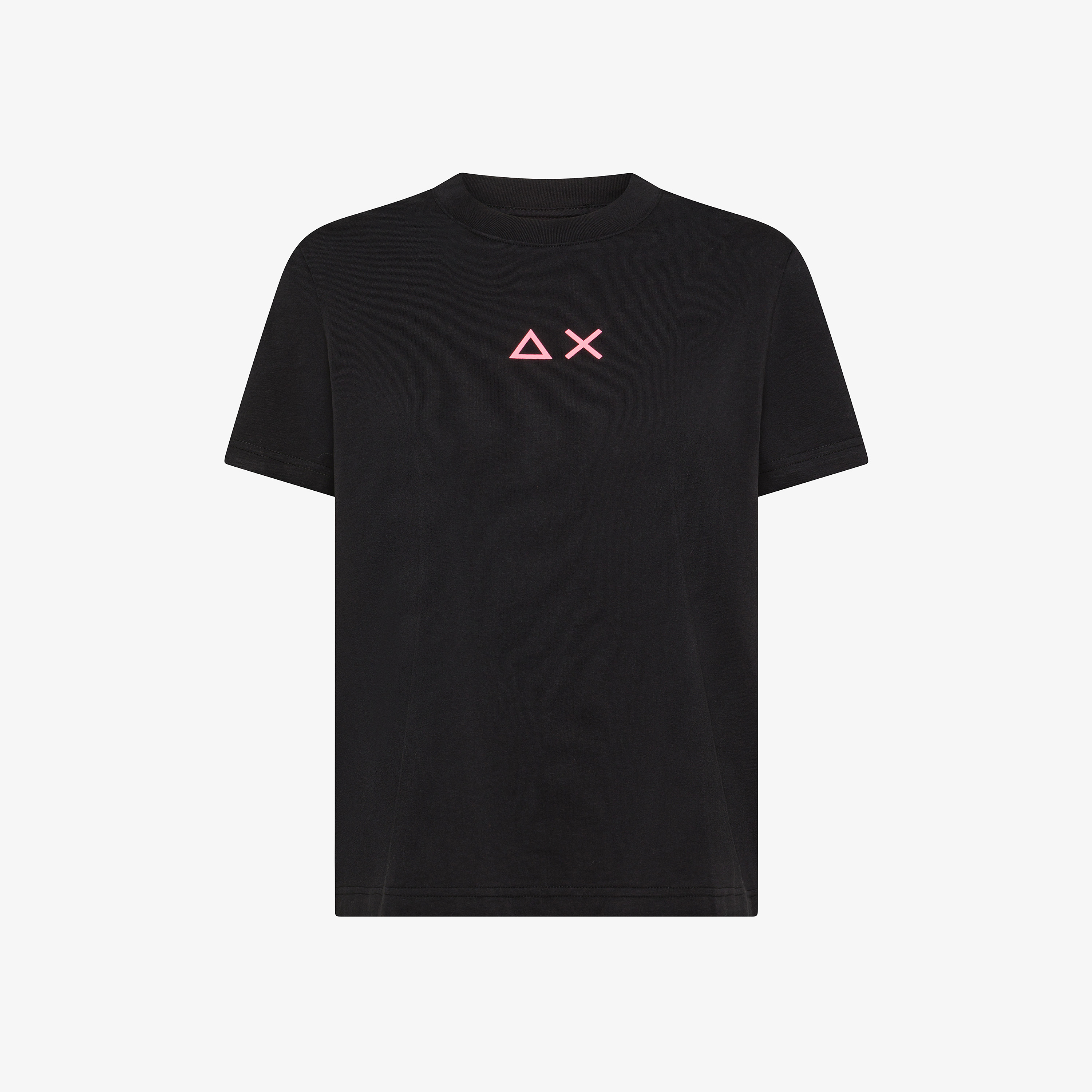 Black cotton crew-neck t-shirt with logo