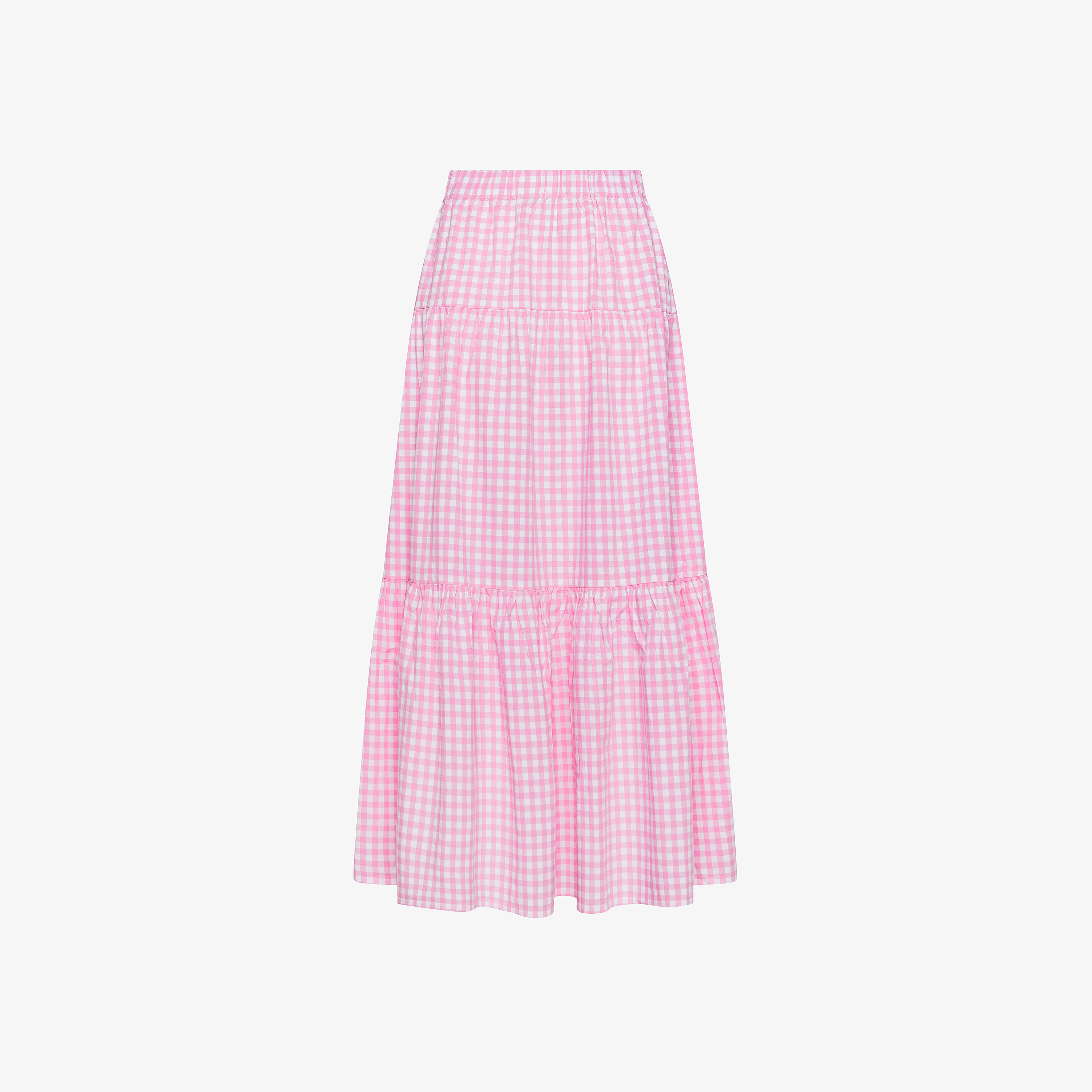 Fuchsia and white checked cotton skirt