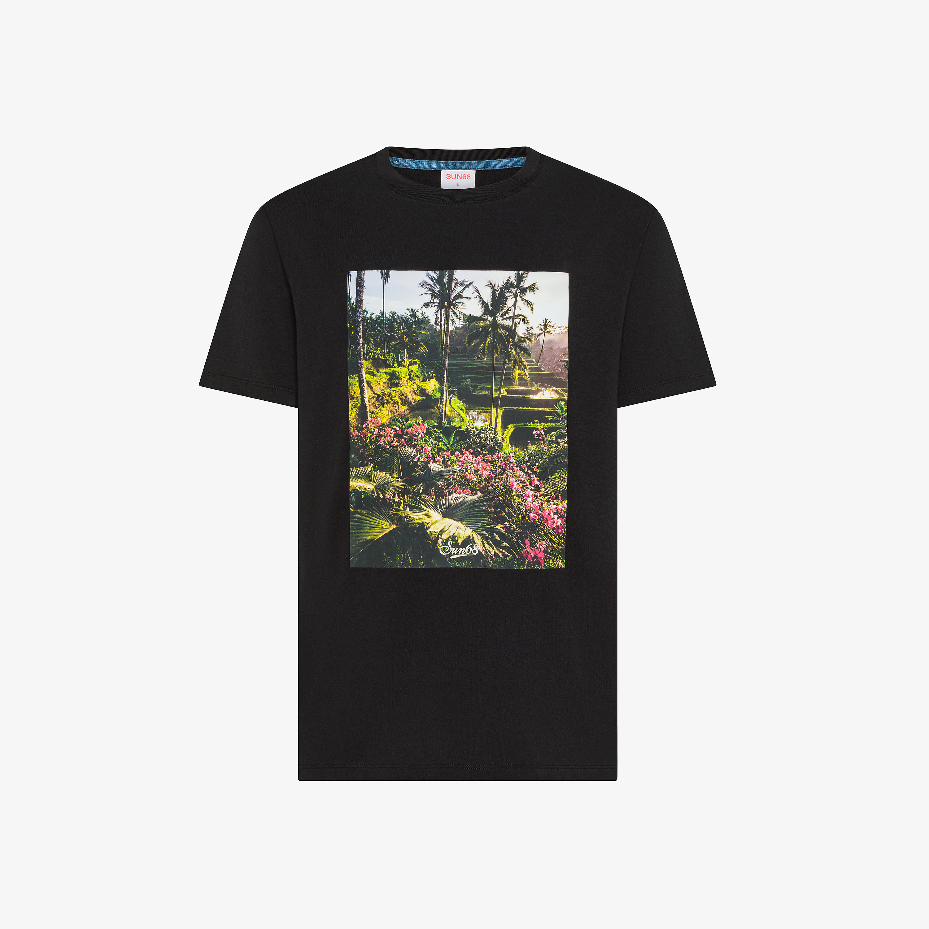 T-shirt in jersey di cotone con stampa nero