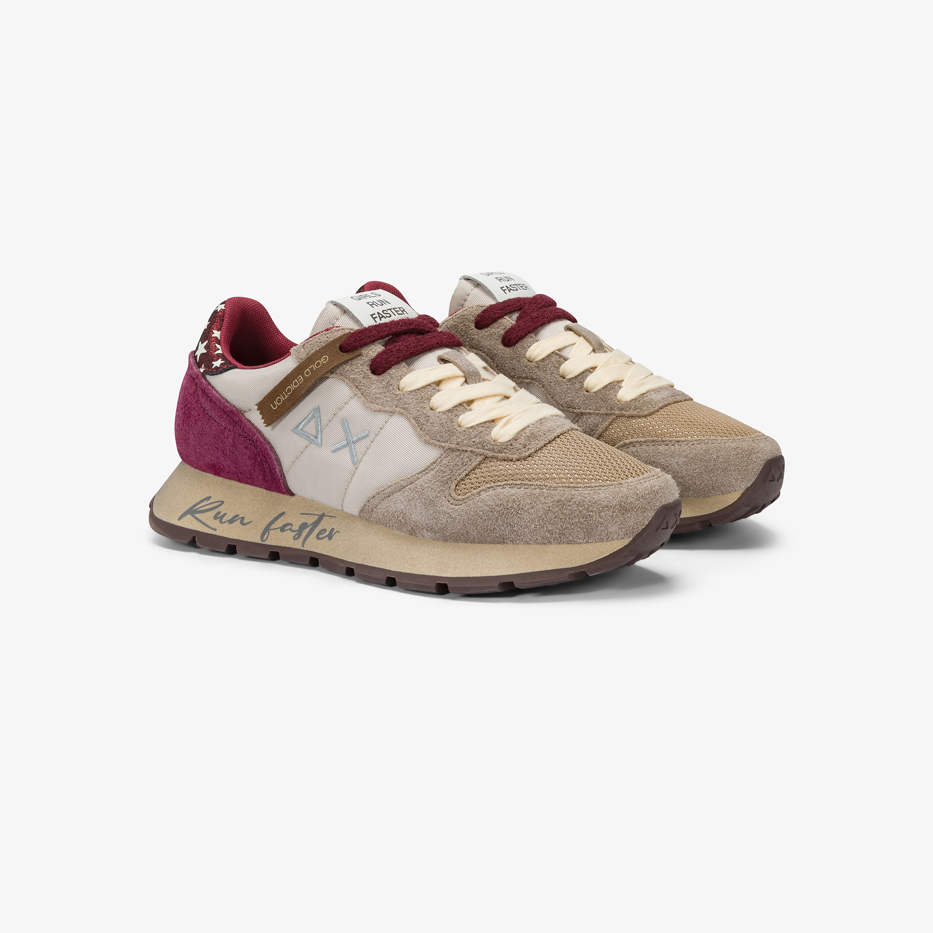 Beige Ally Vintage nylon and suede sneaker