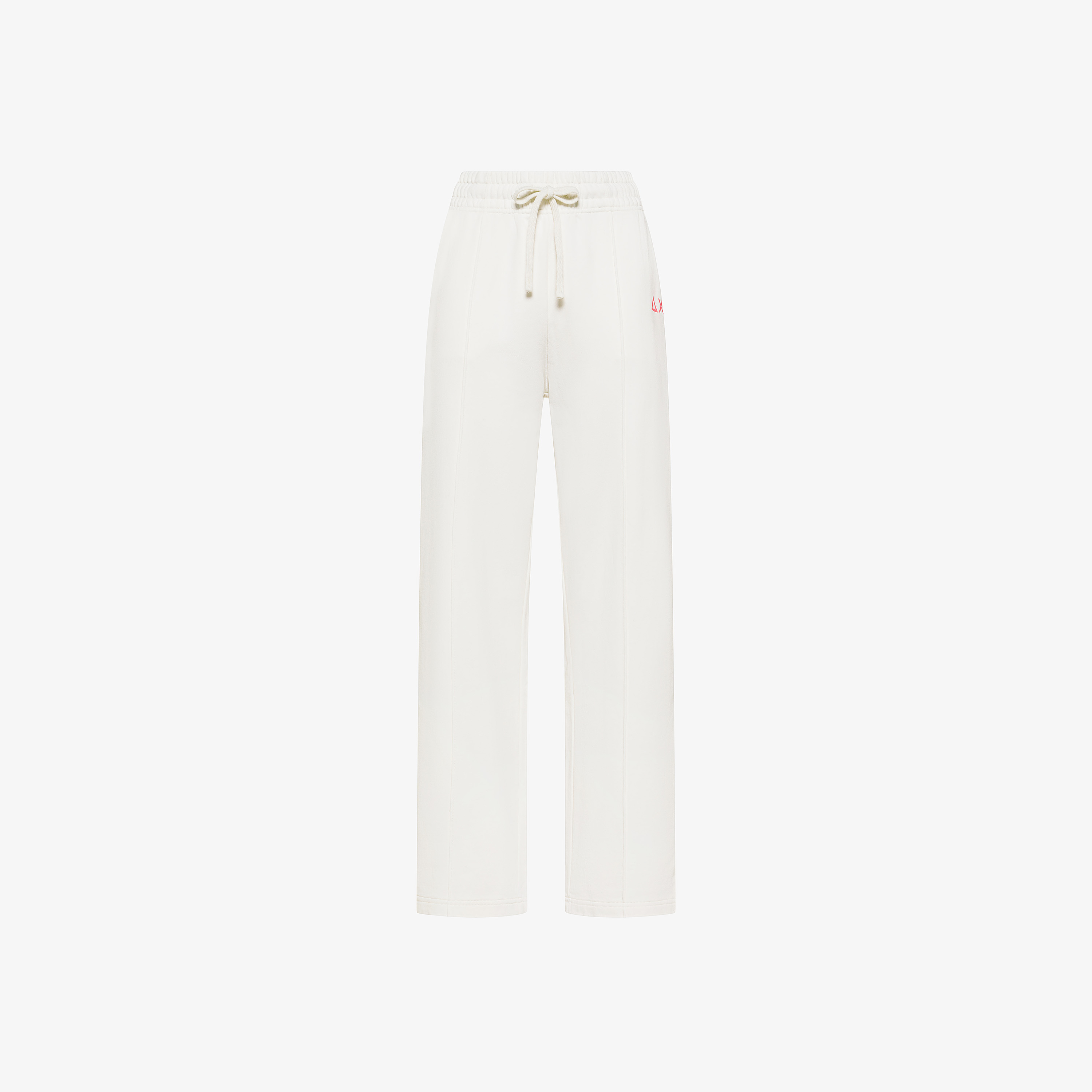 Pantaloni in felpa con piega bianco panna
