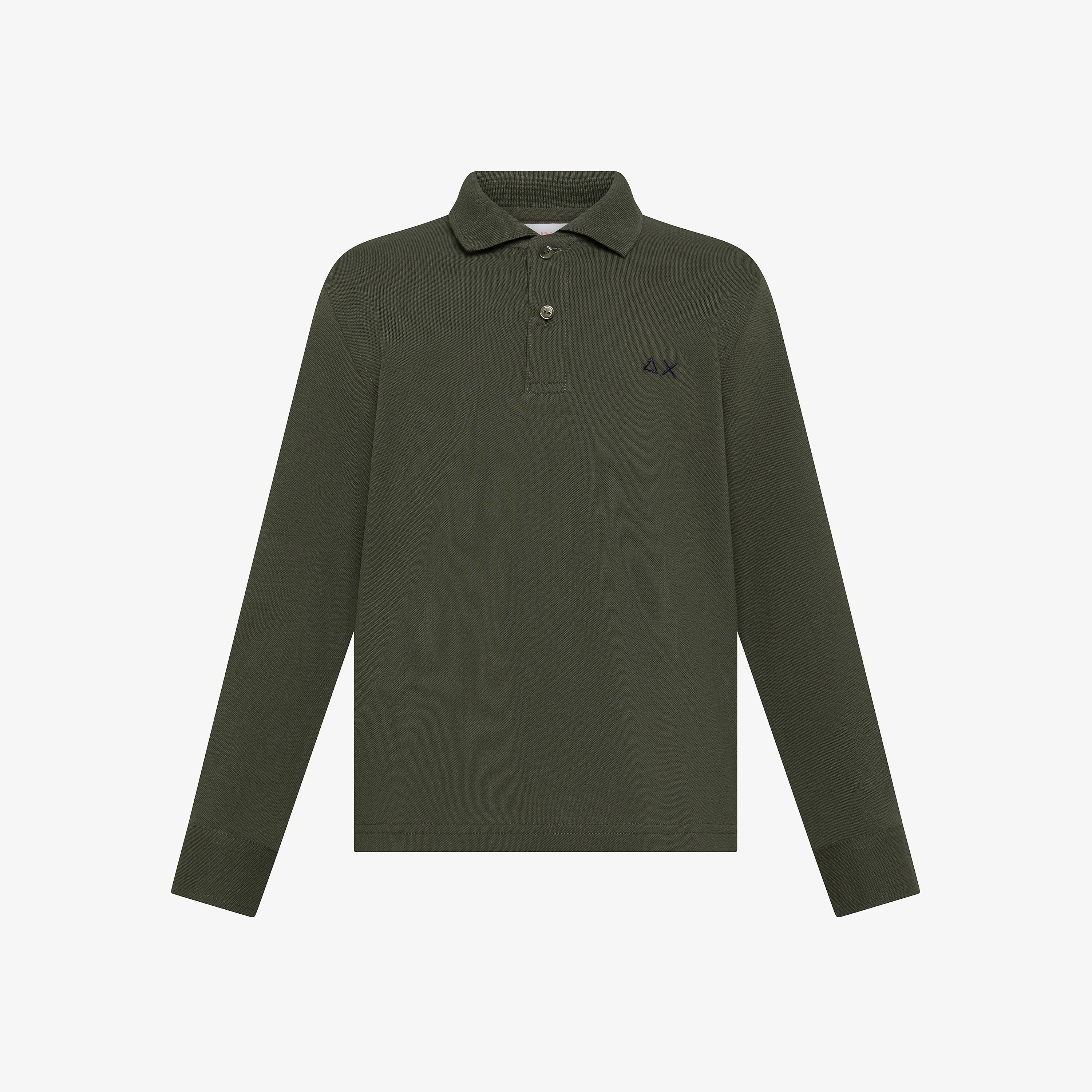 Dark military cotton piqué polo shirt with patch