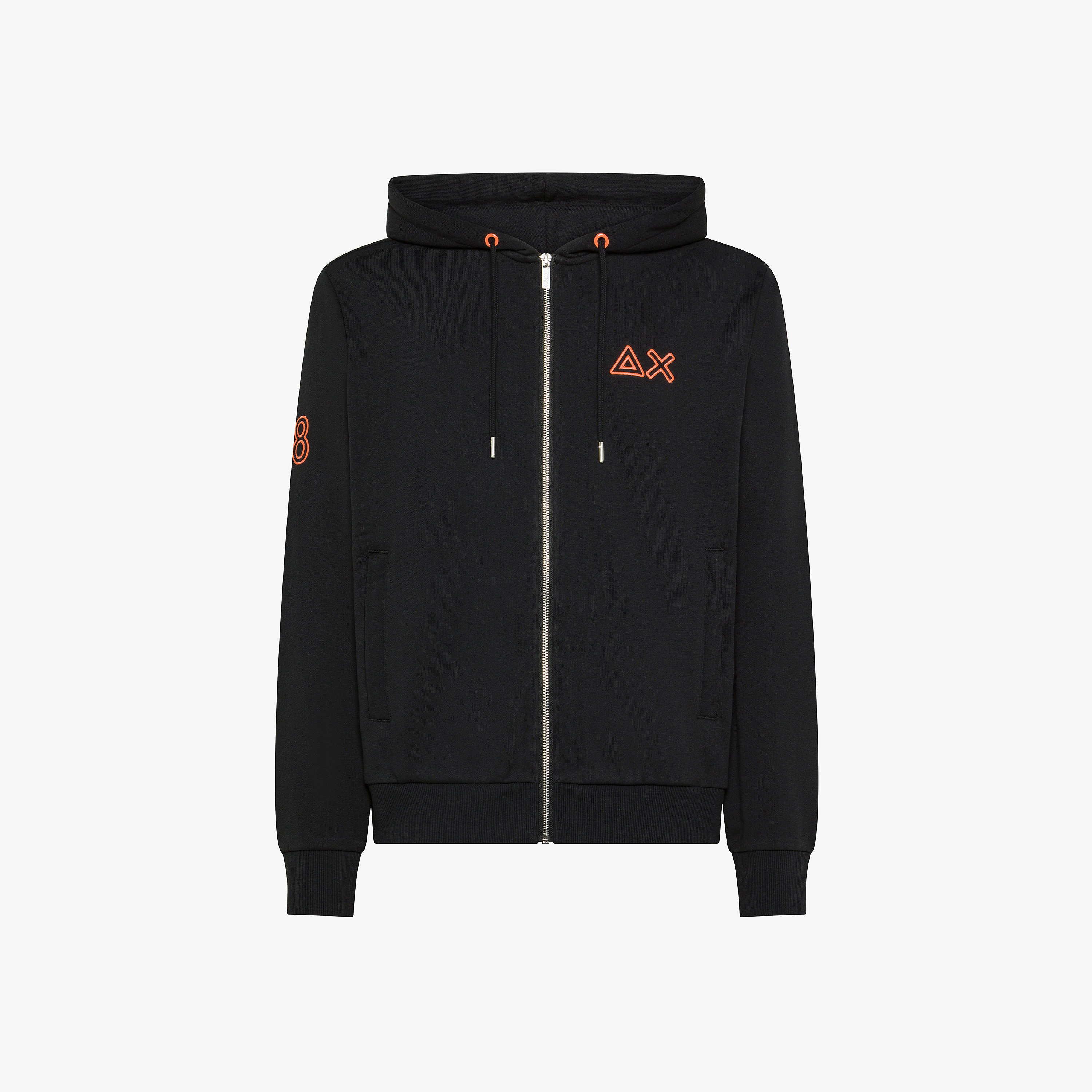Felpa in cotone con cappuccio e logo fluo nero