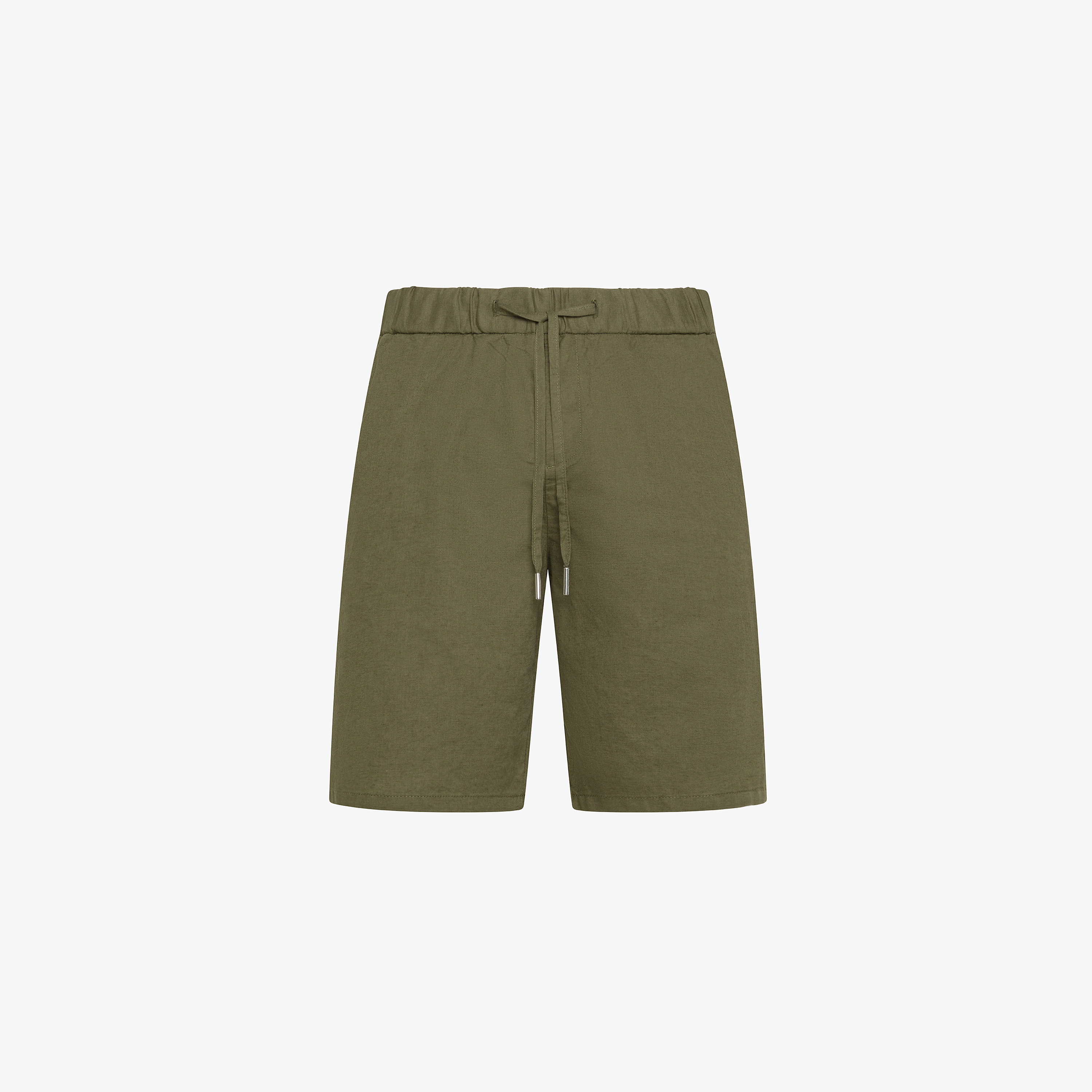 Dark green linen and cotton Bermuda shorts