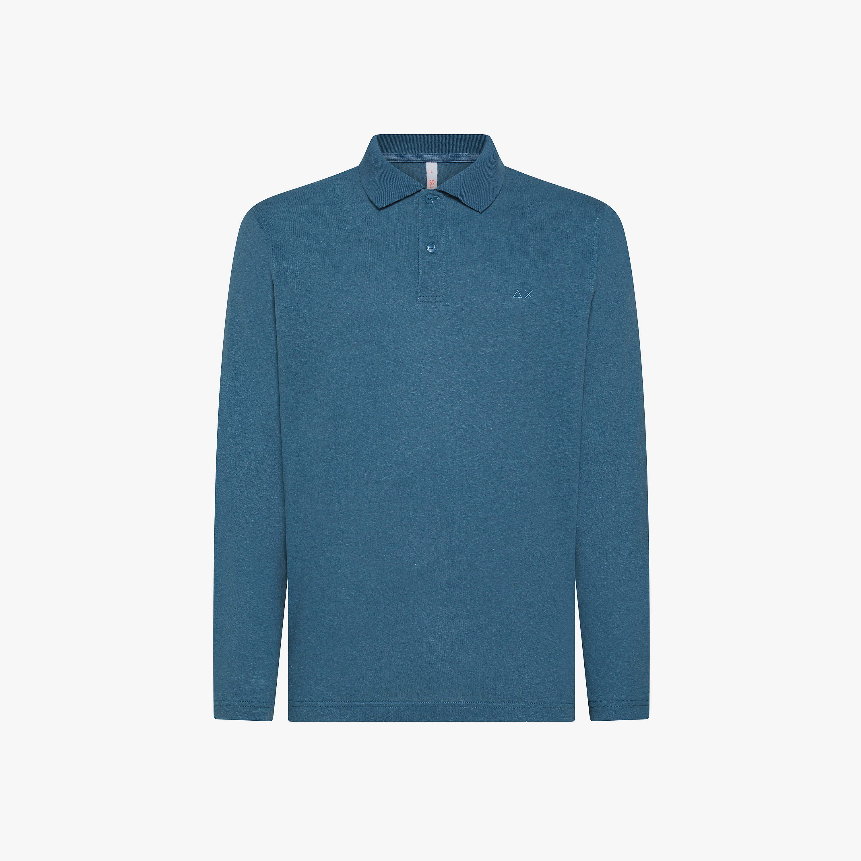 Dark avio linen and cotton polo shirt