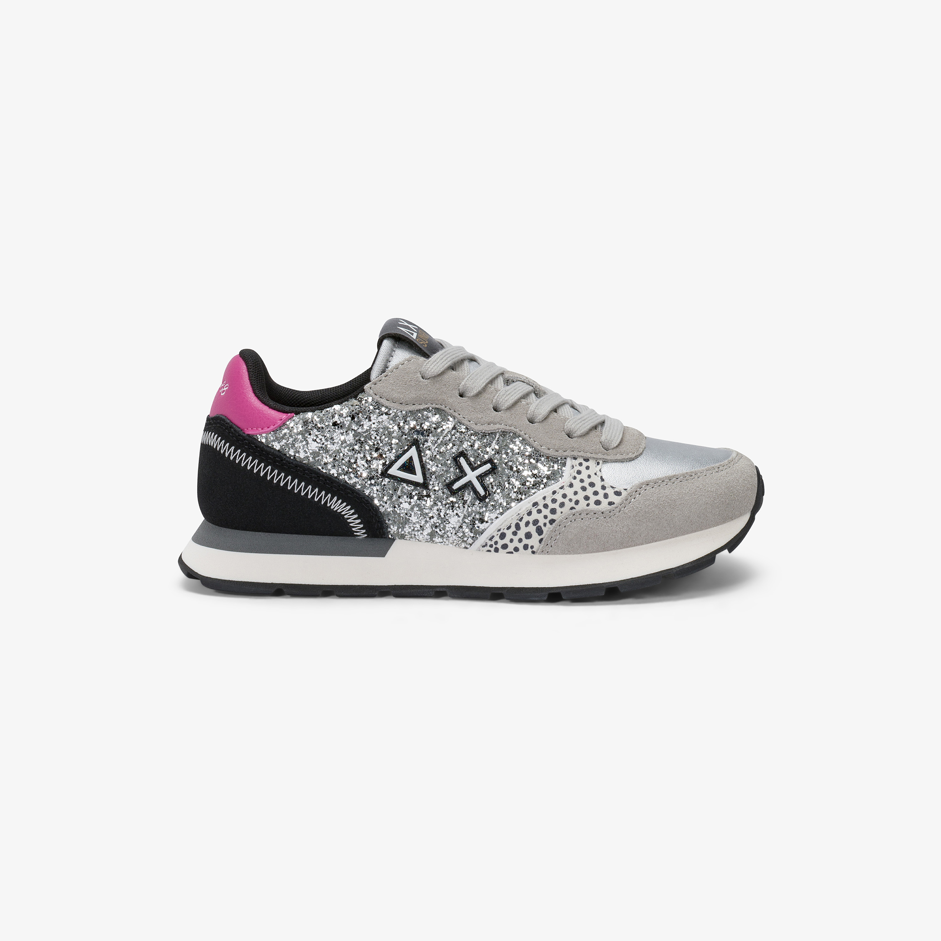 Sneaker Teen Girl's Ally Glitter in suede e similpelle argento