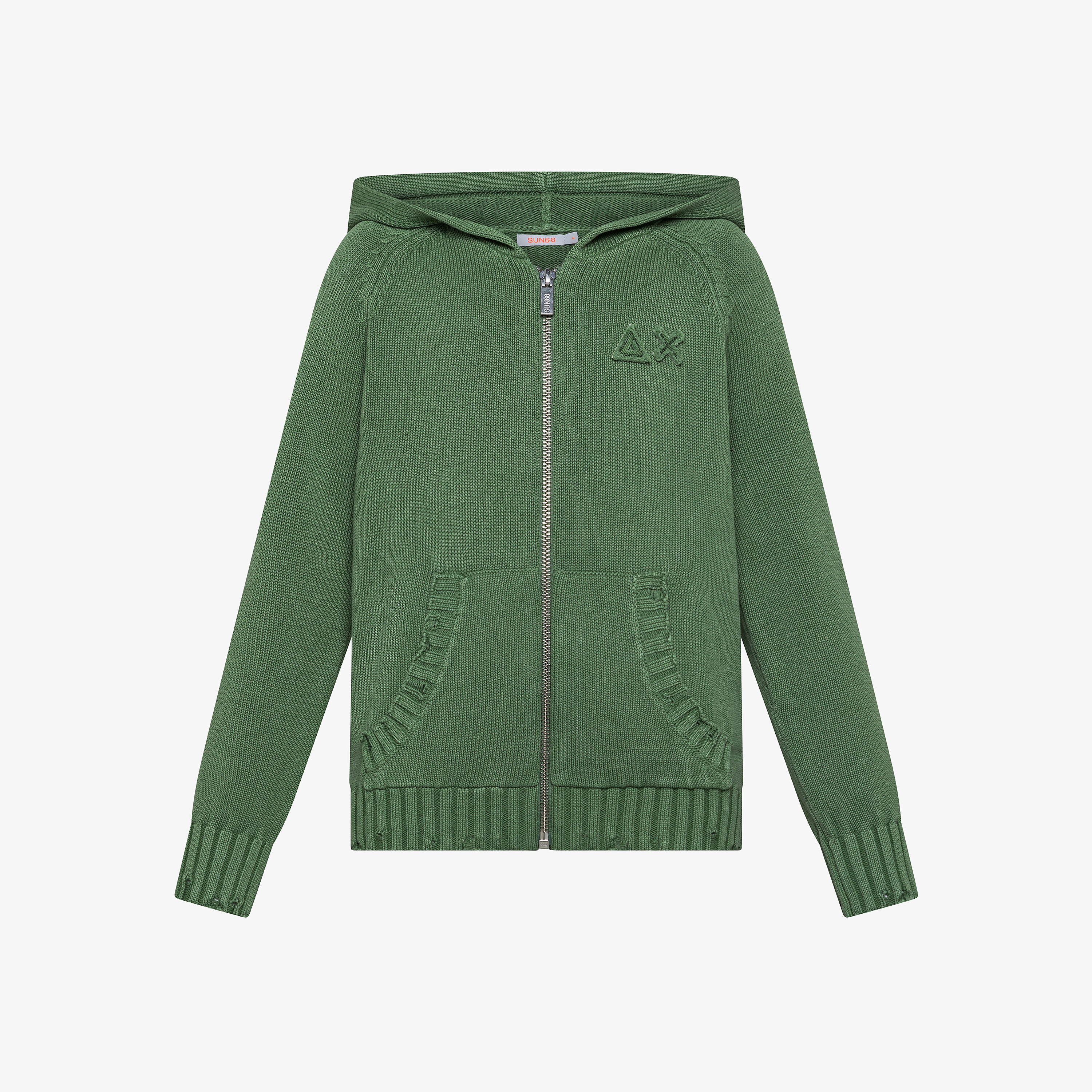 Sage green cotton knitted hoodie