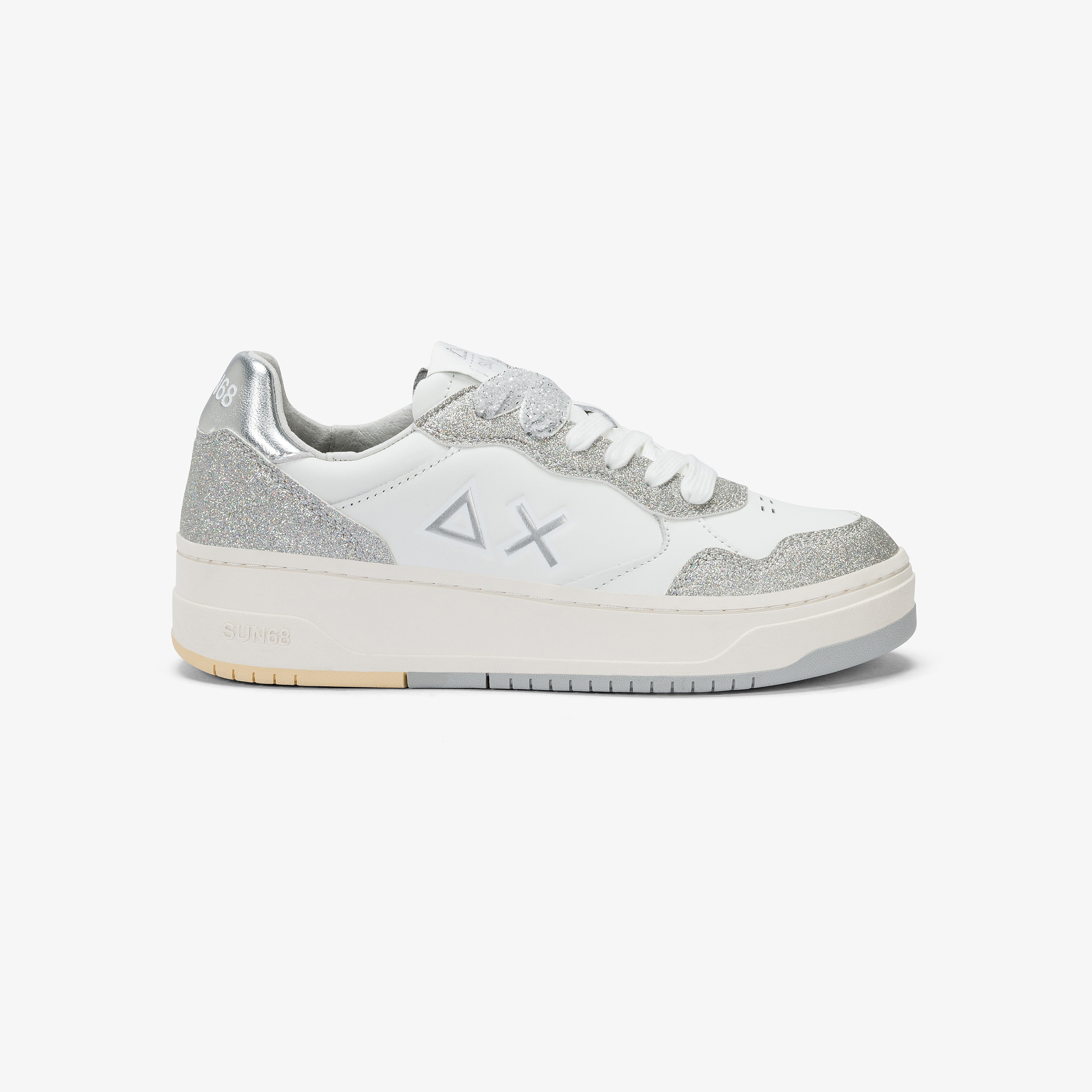 Basket Love Lady white and silver leather and suede sneaker
