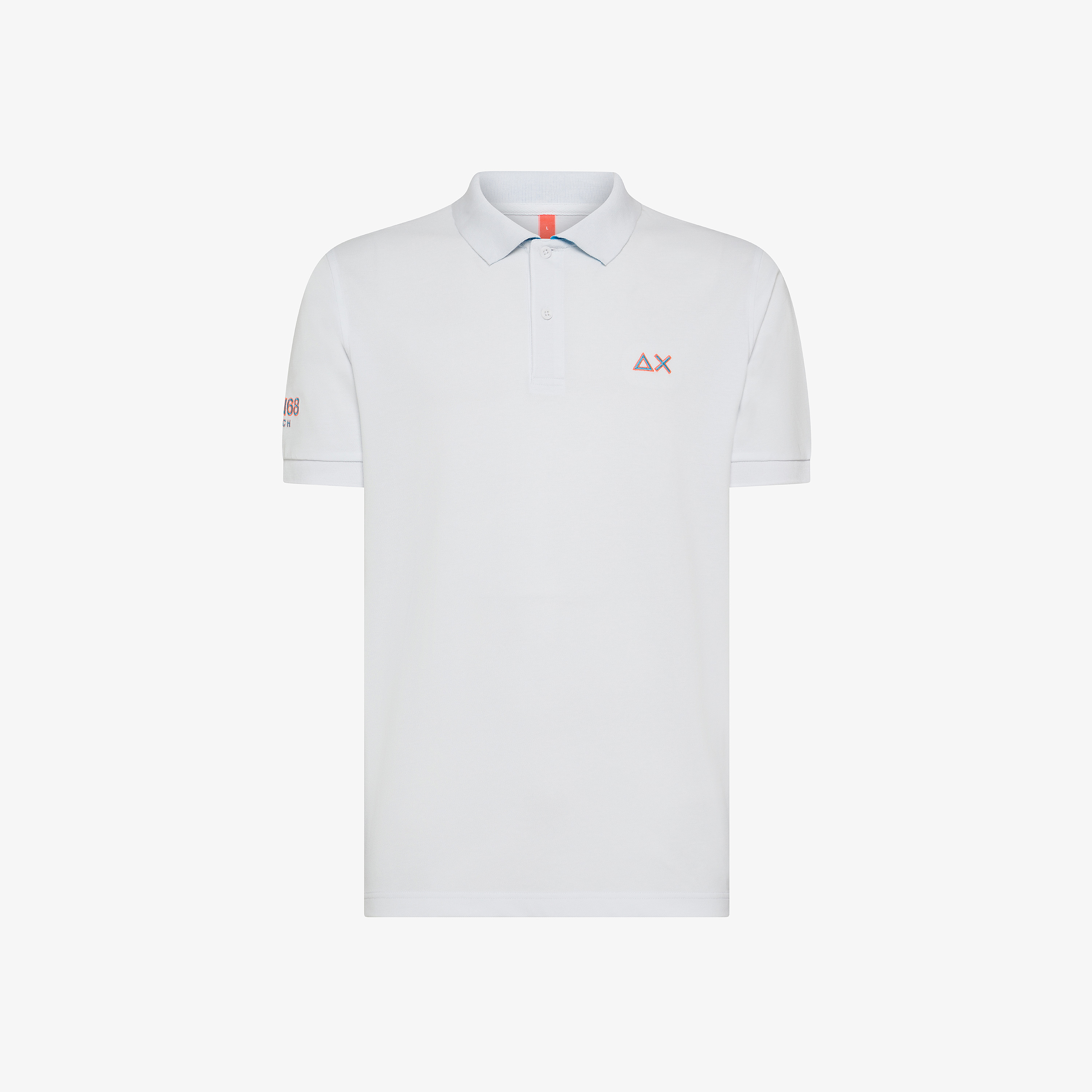 White polo shirt with contrast collar underside