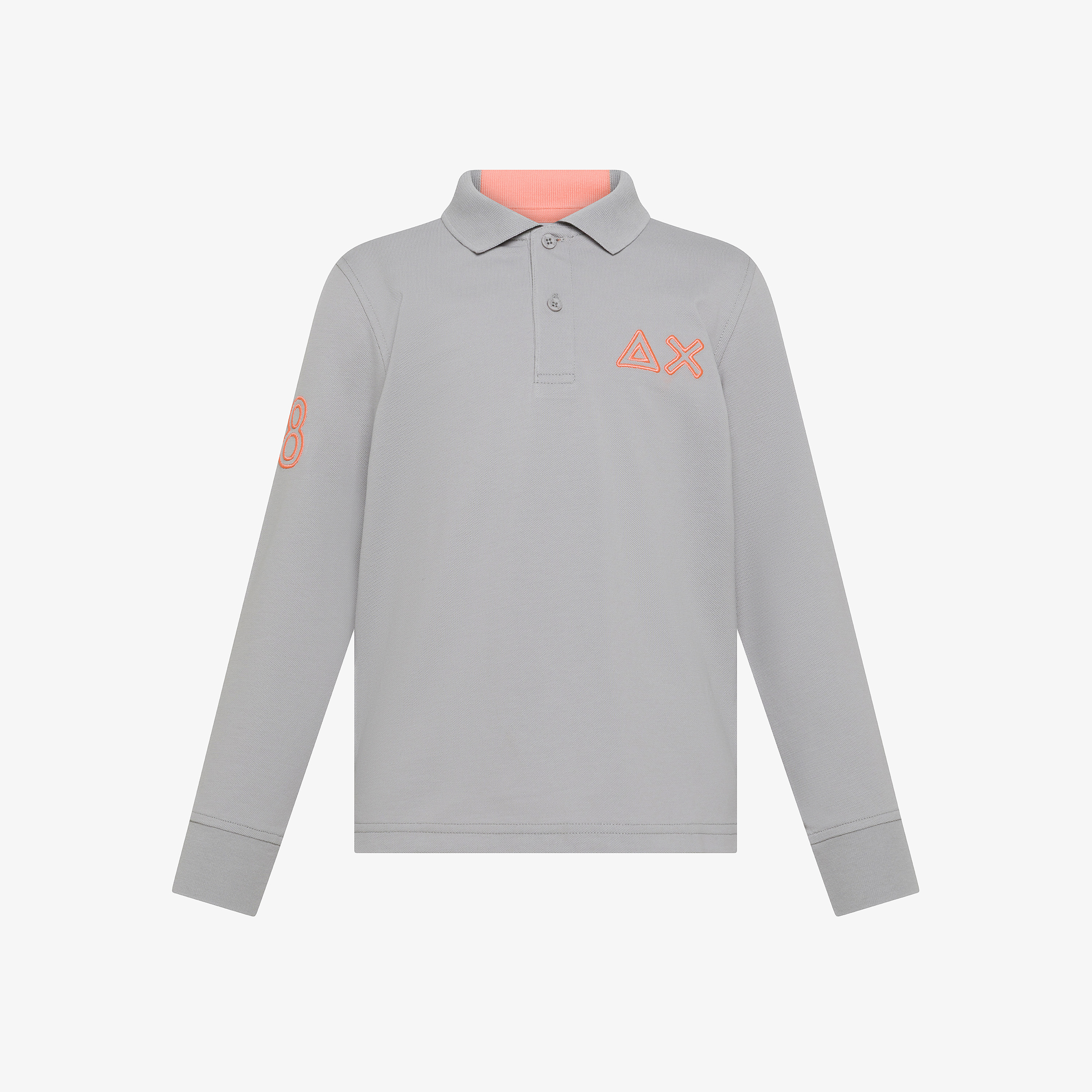 Medium grey cotton piqué polo shirt with logo