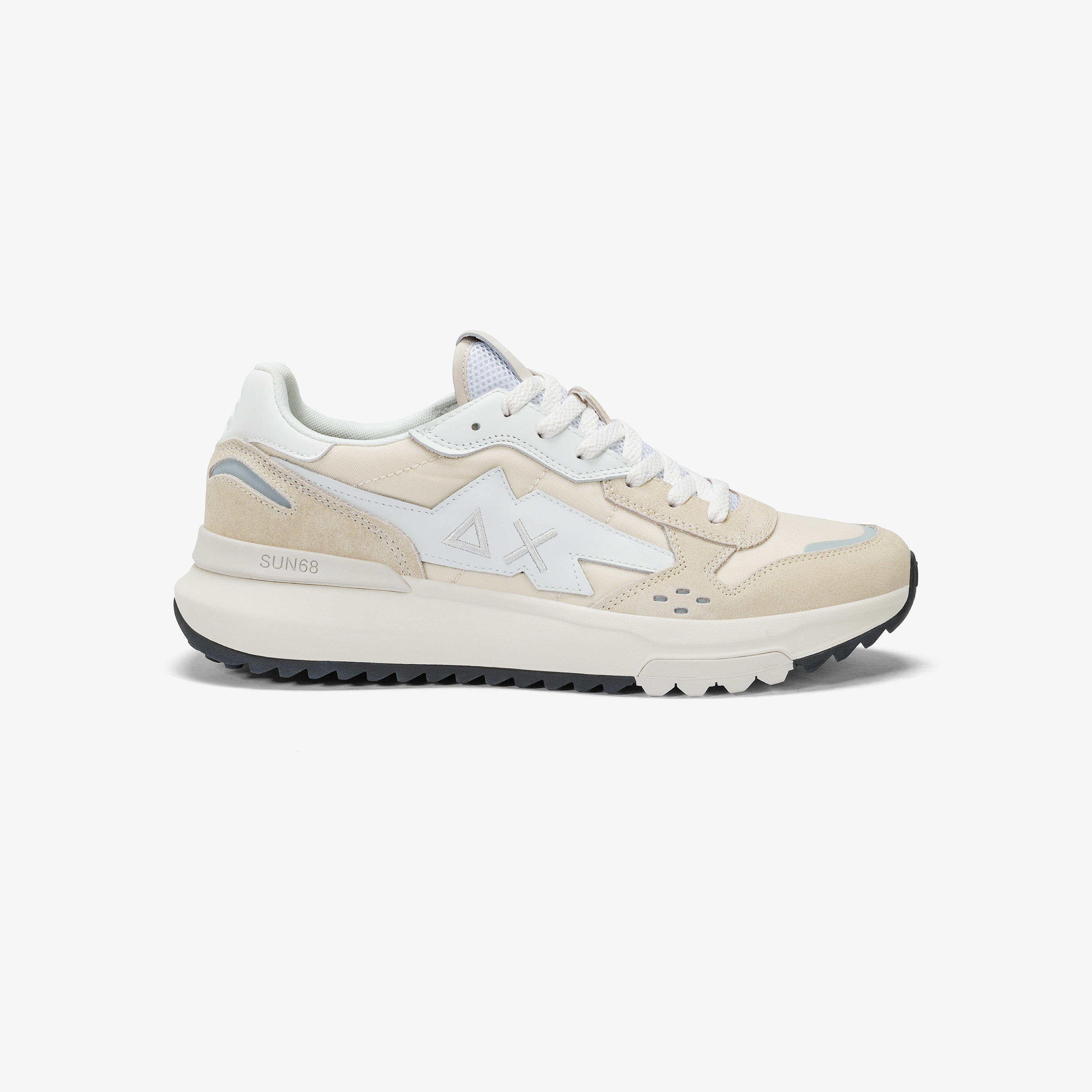 Sneaker Niki Sport in nylon e suede bianca panna