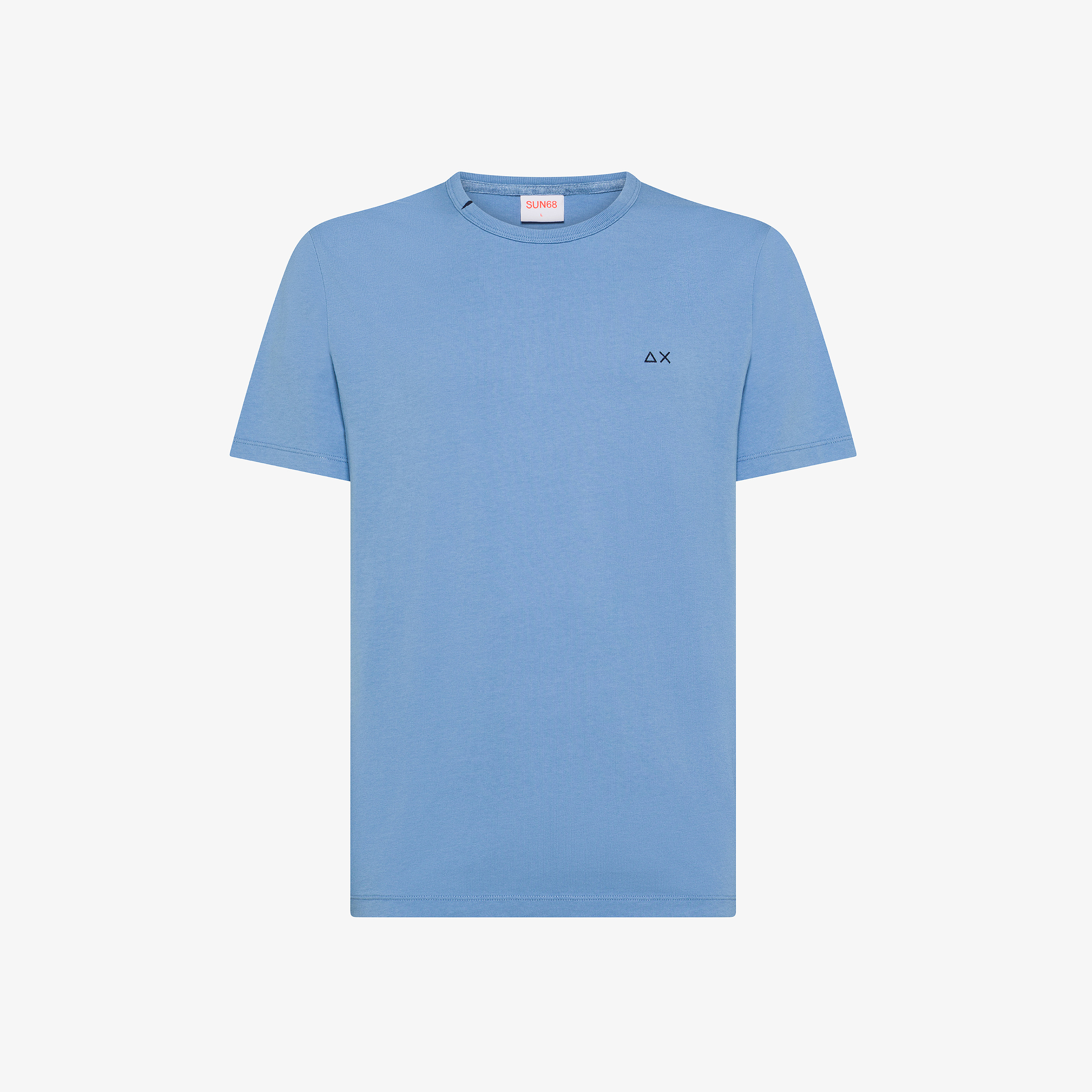 T-shirt girocollo in jersey di cotone avio