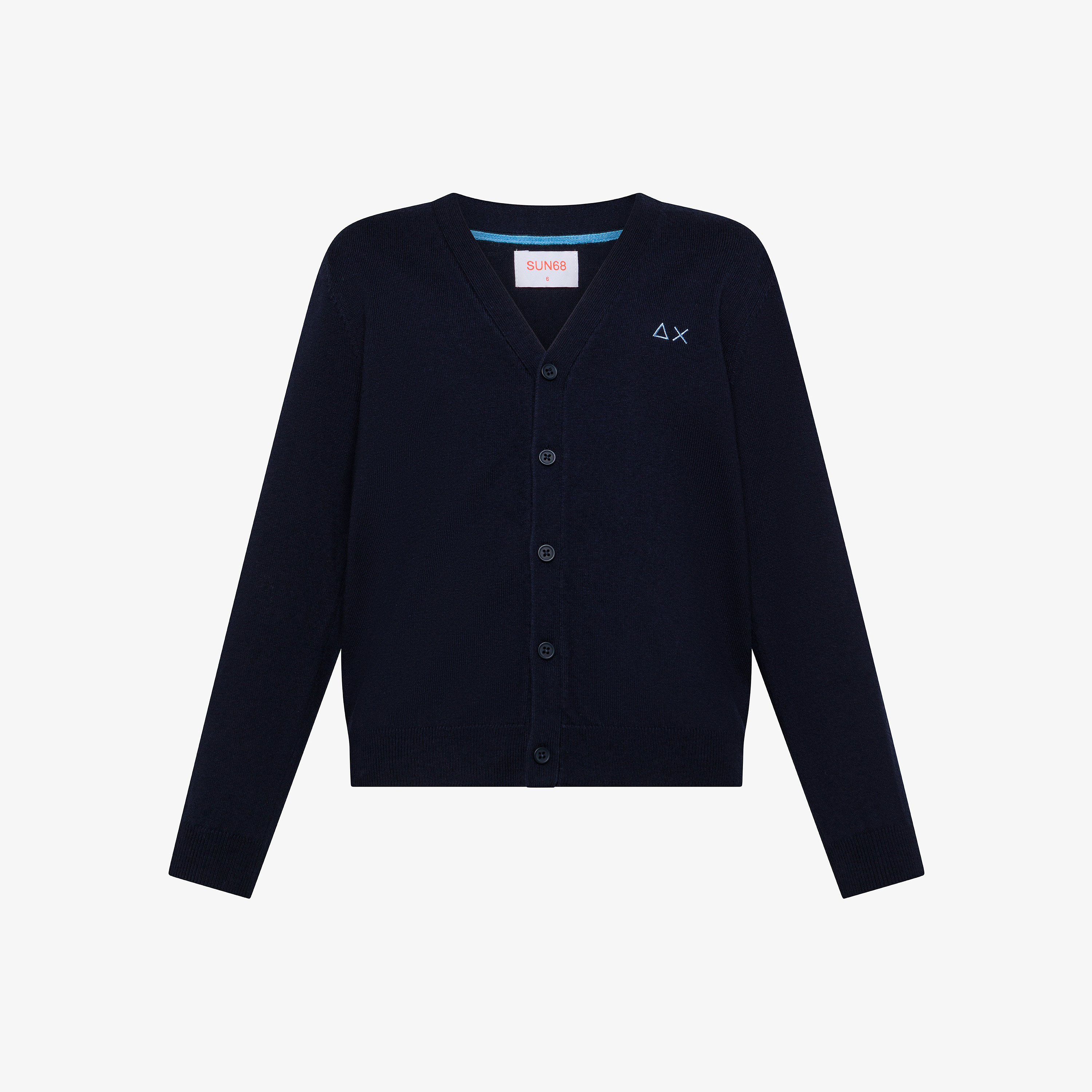 Cardigan in cotone e lana navy blue
