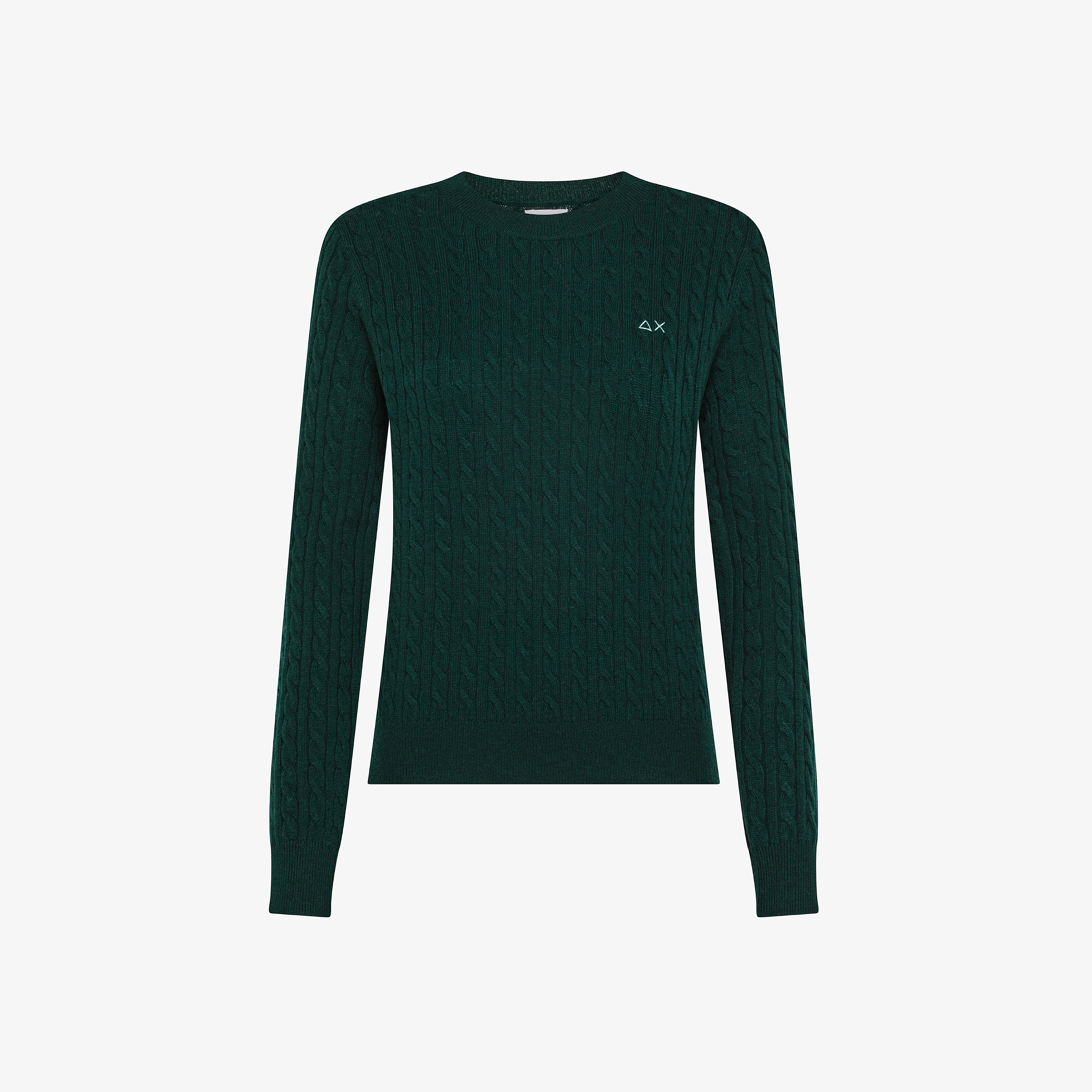 Maglione in lana e cashmere a trecce verde inglese