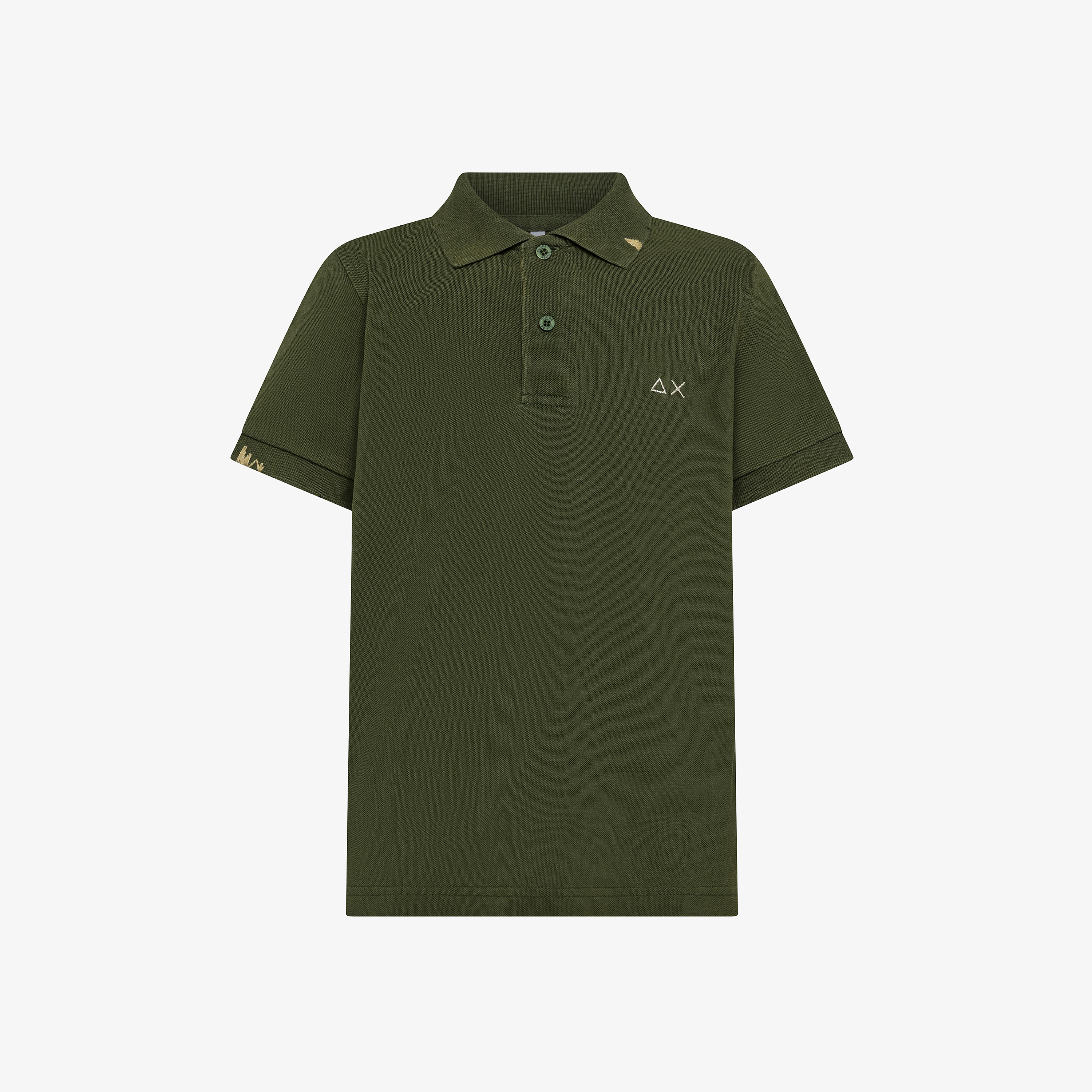 Dark green cotton piqué polo shirt