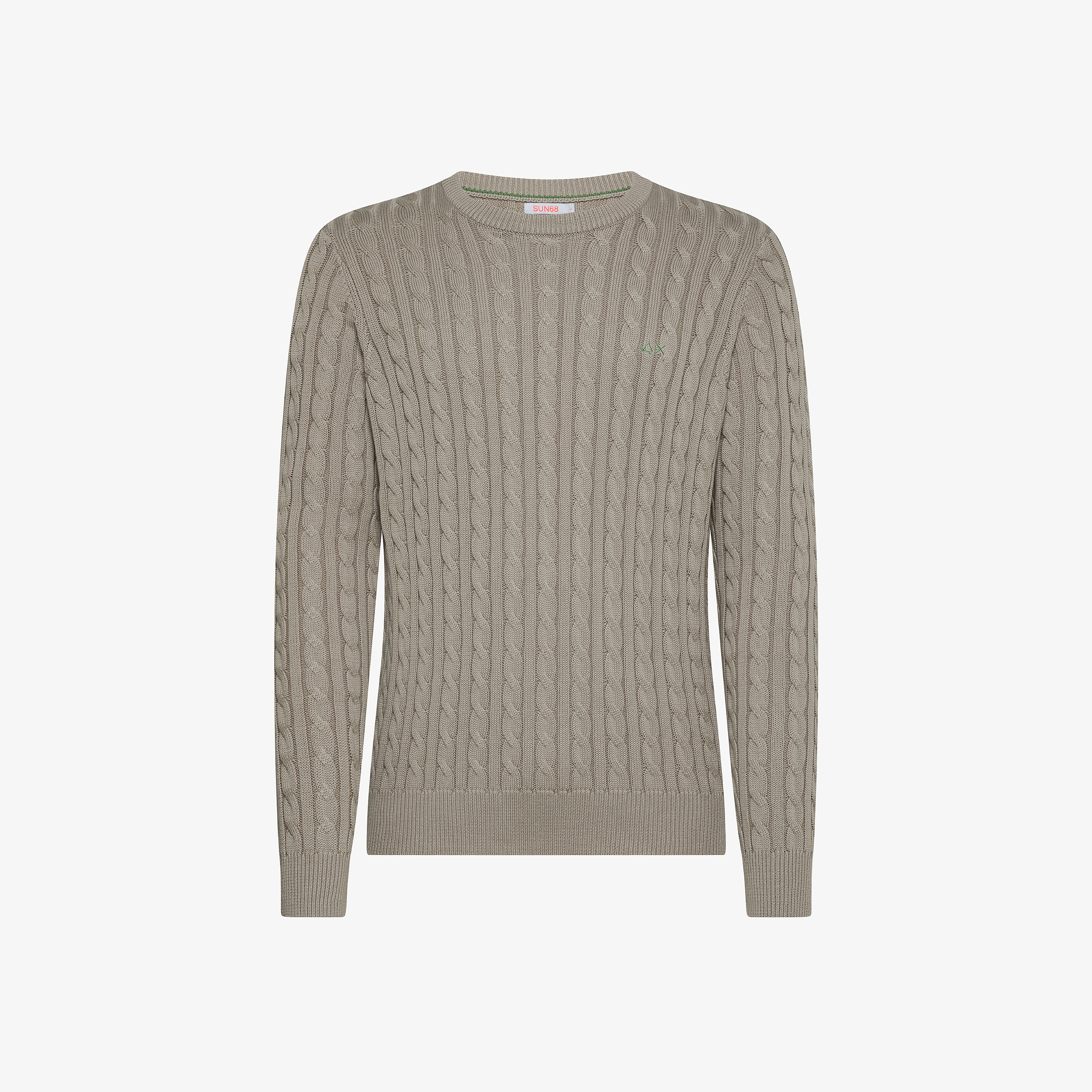 Maglione in cotone a trecce stone