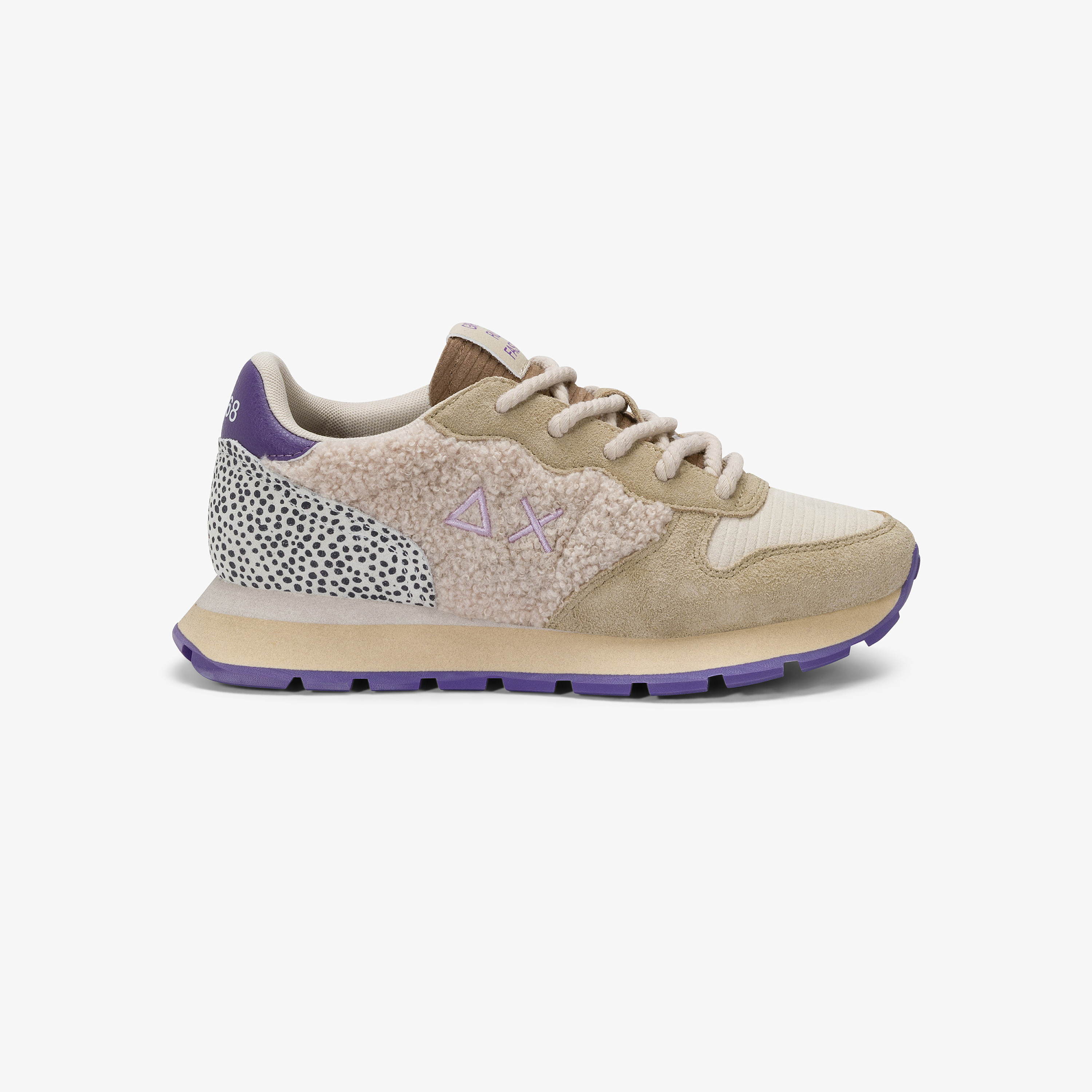 Sneaker Ally Winter in suede e teddy bianco panna