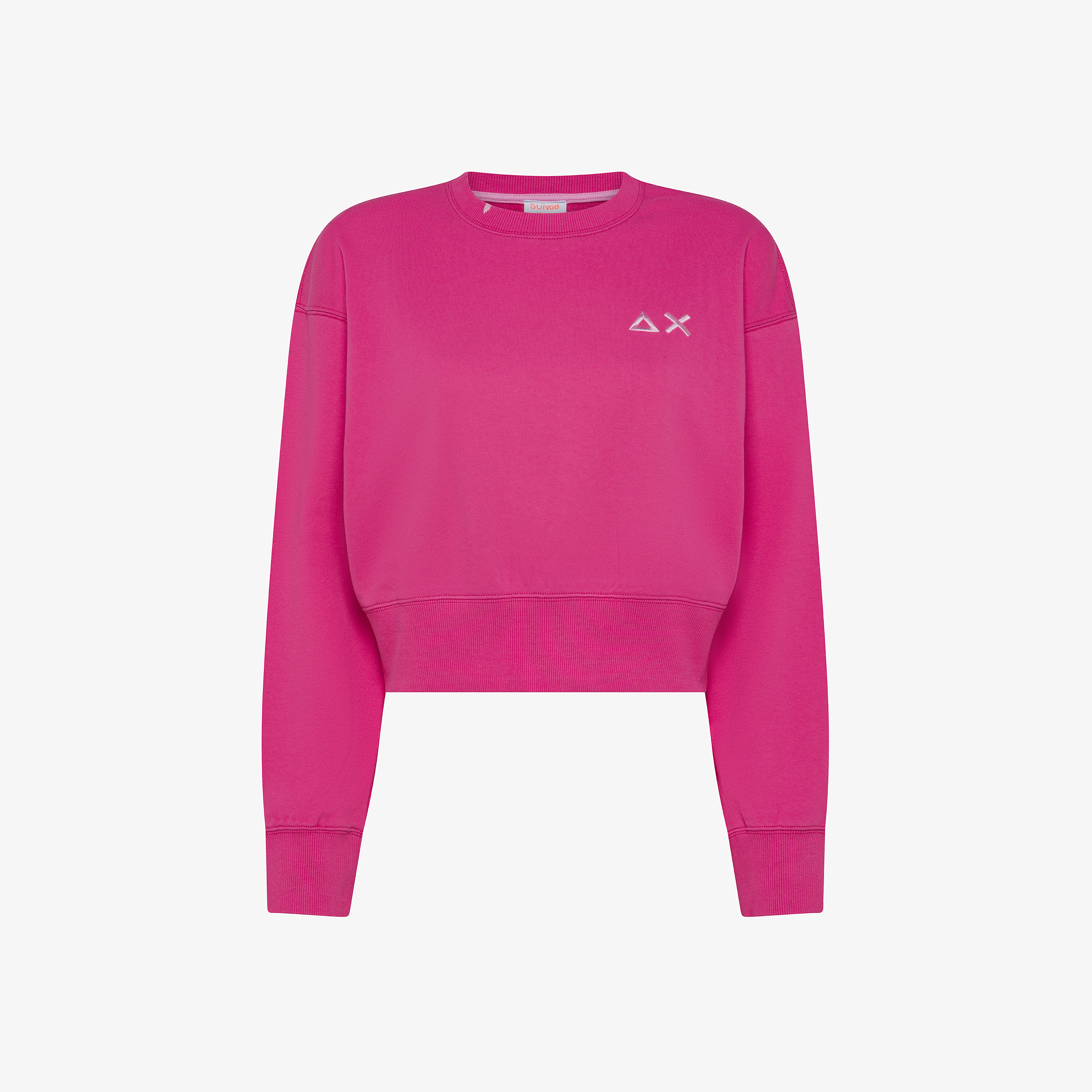 Fuchsia cropped cotton sweatshirt