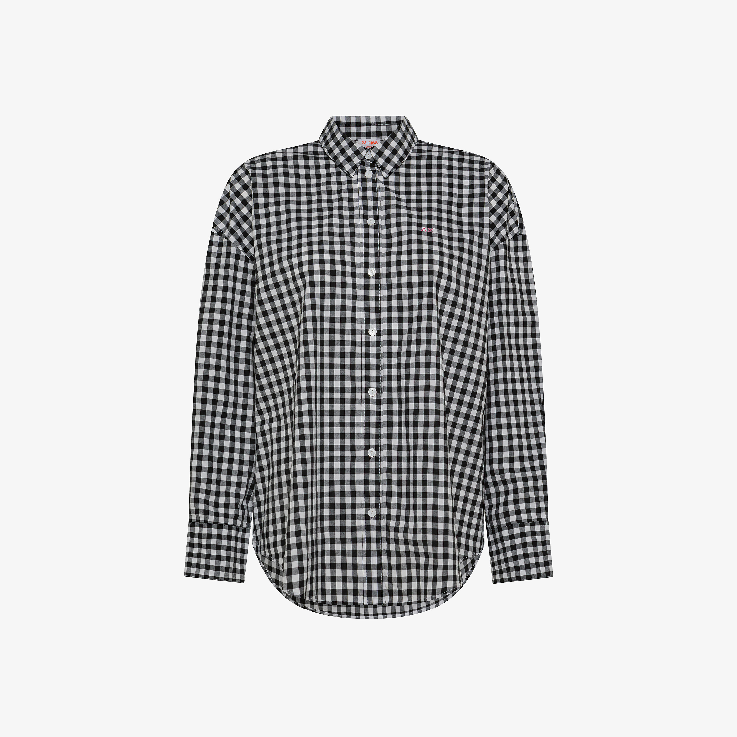 Black and white checked cotton shirt