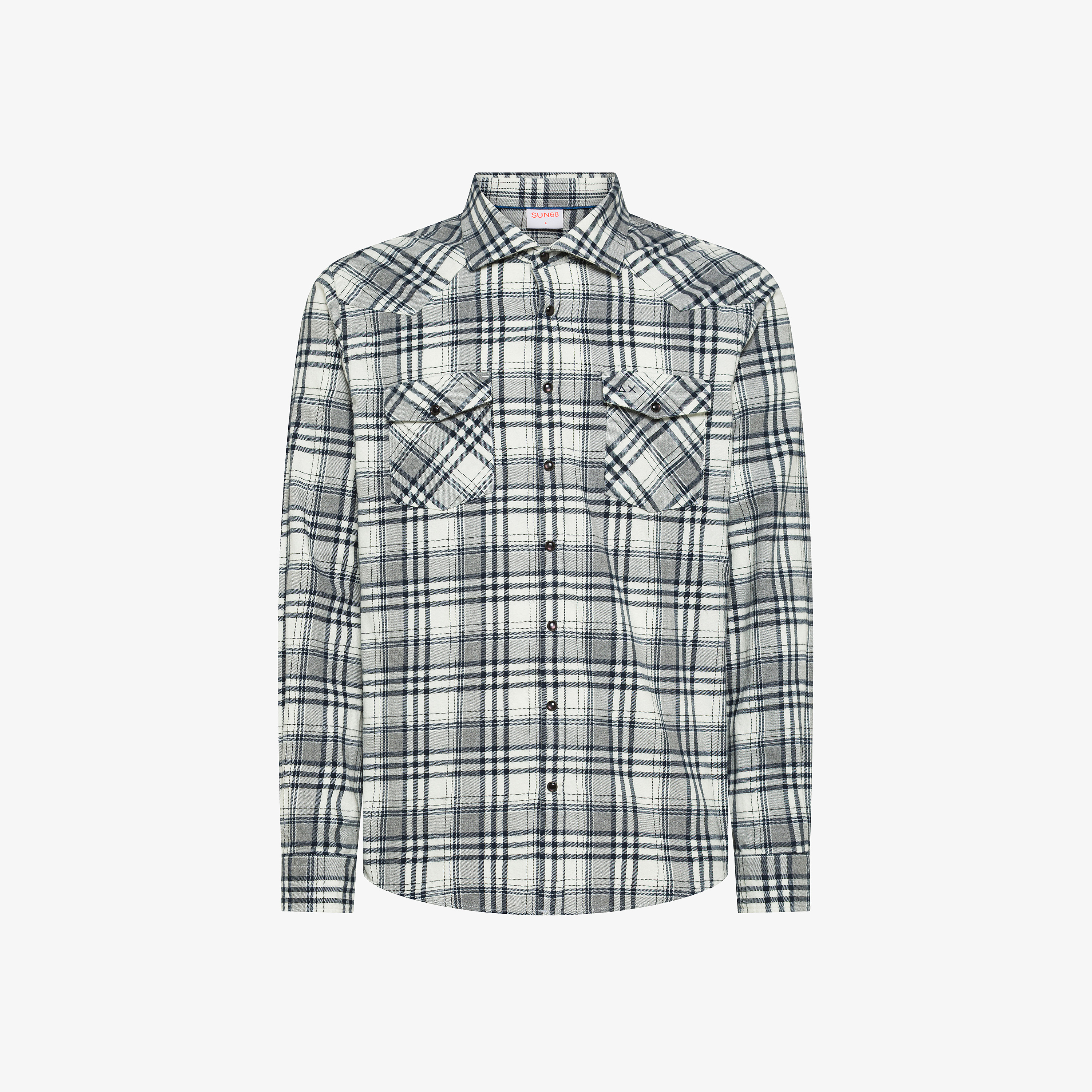 Off white checked cotton shirt