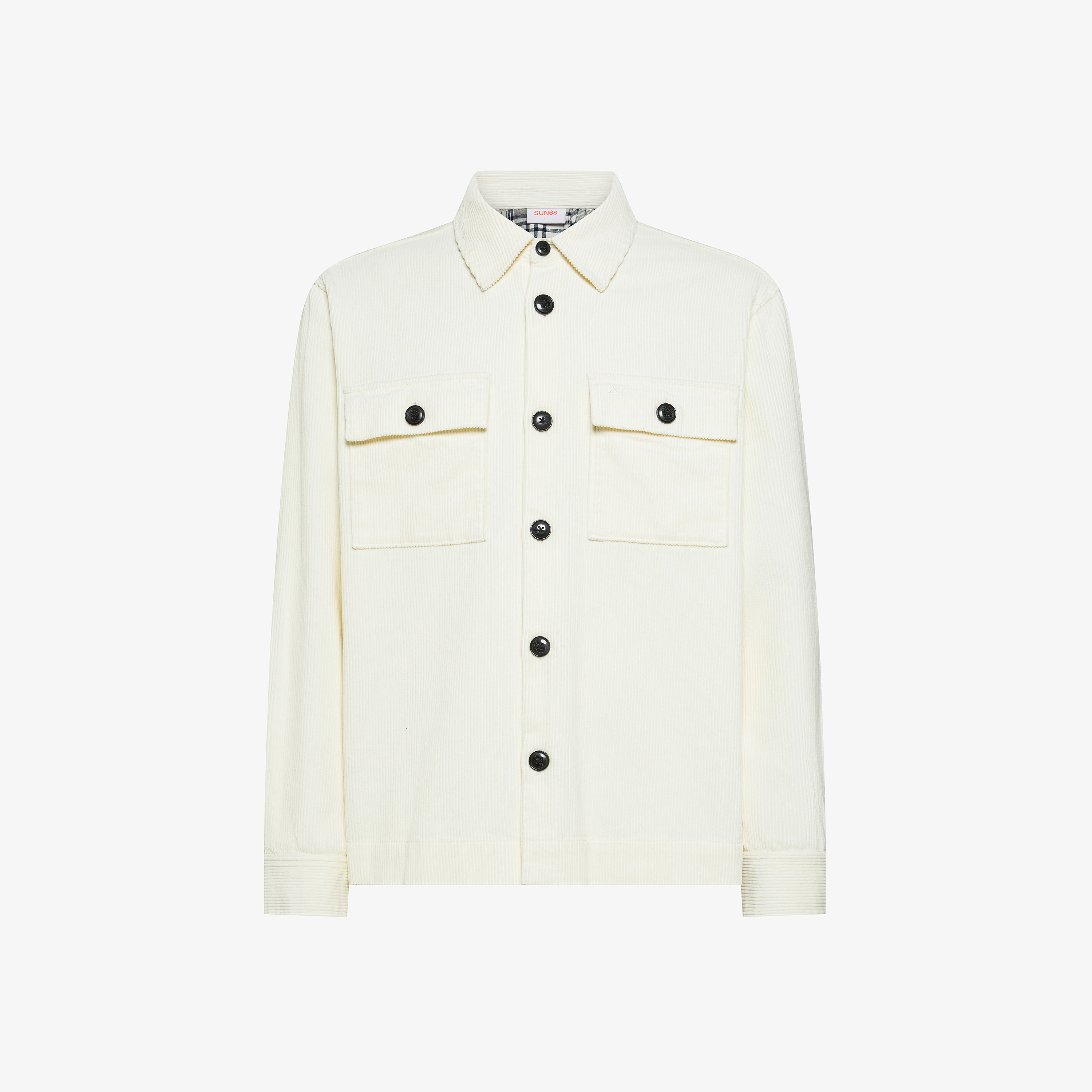 Giacca overshirt in velluto di cotone bianco panna