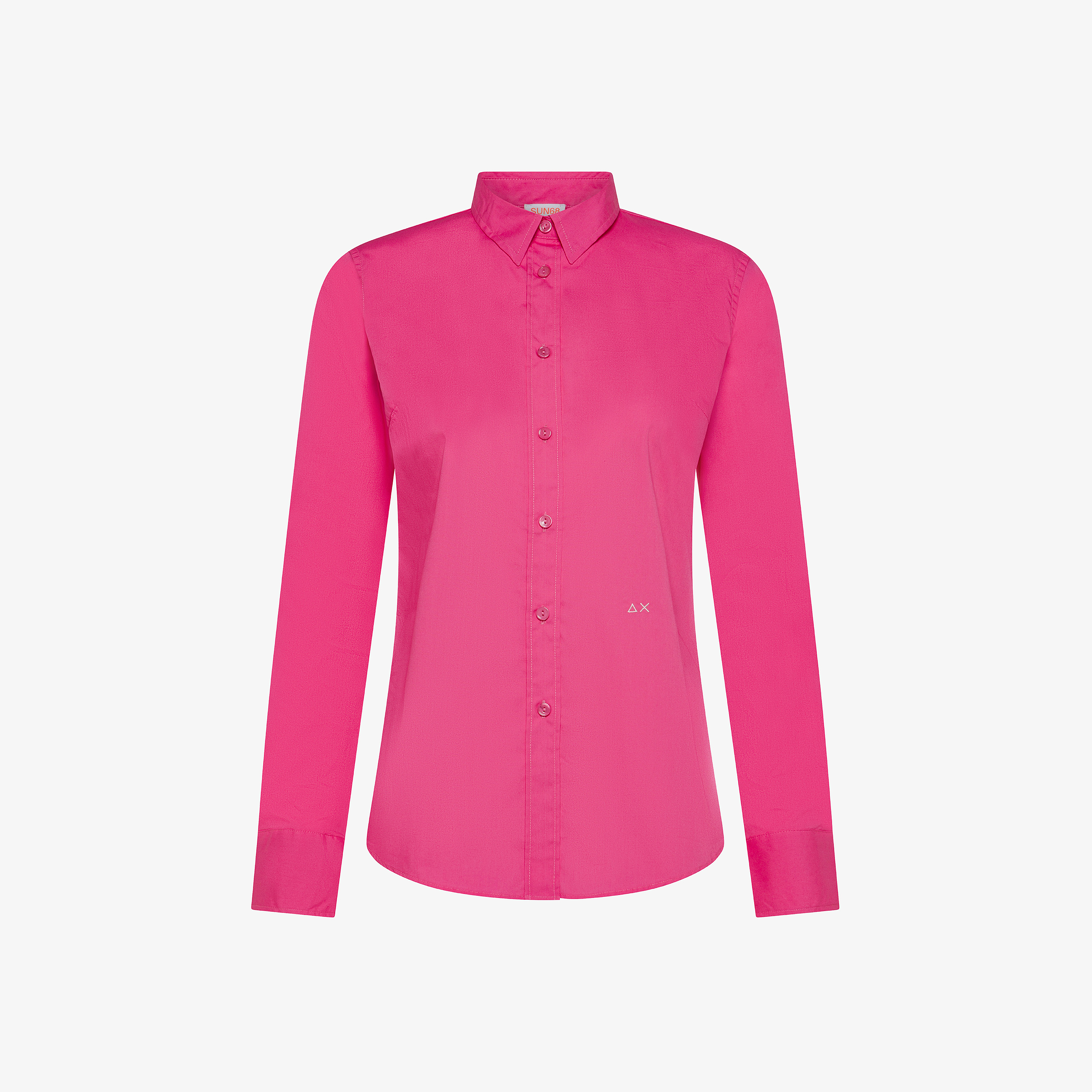 Camicia in cotone fucsia con logo ricamato Camicia in cotone fucsia con logo ricamato