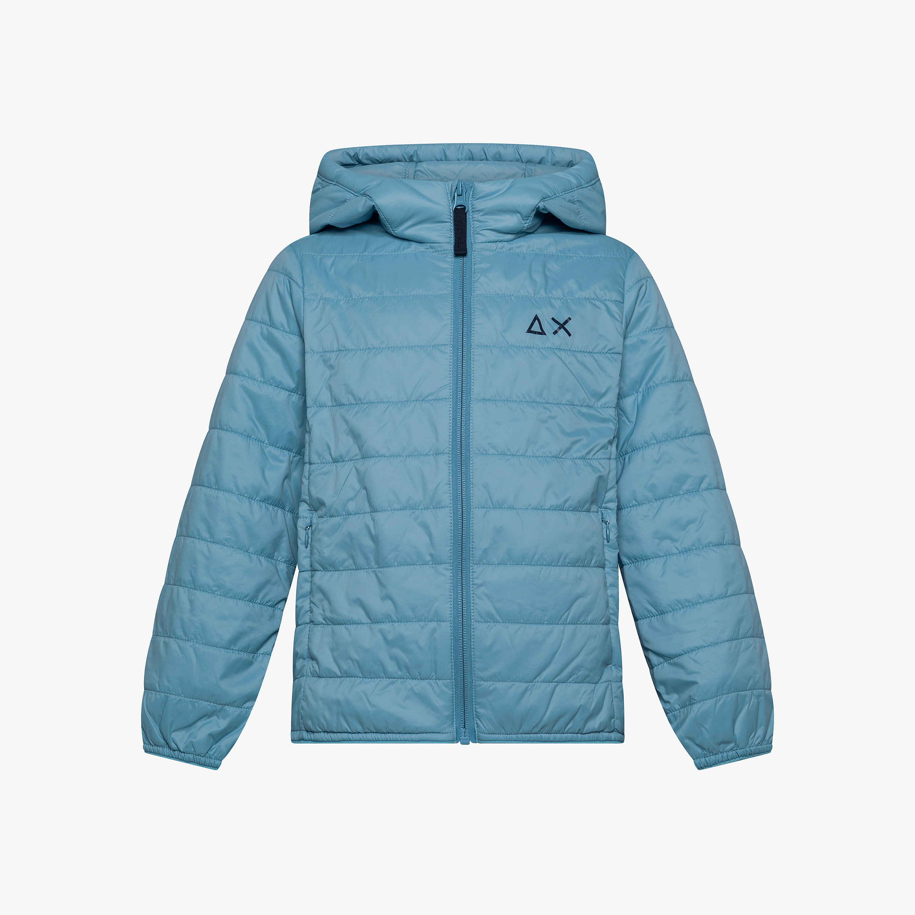 Turquoise nylon puffer jacket