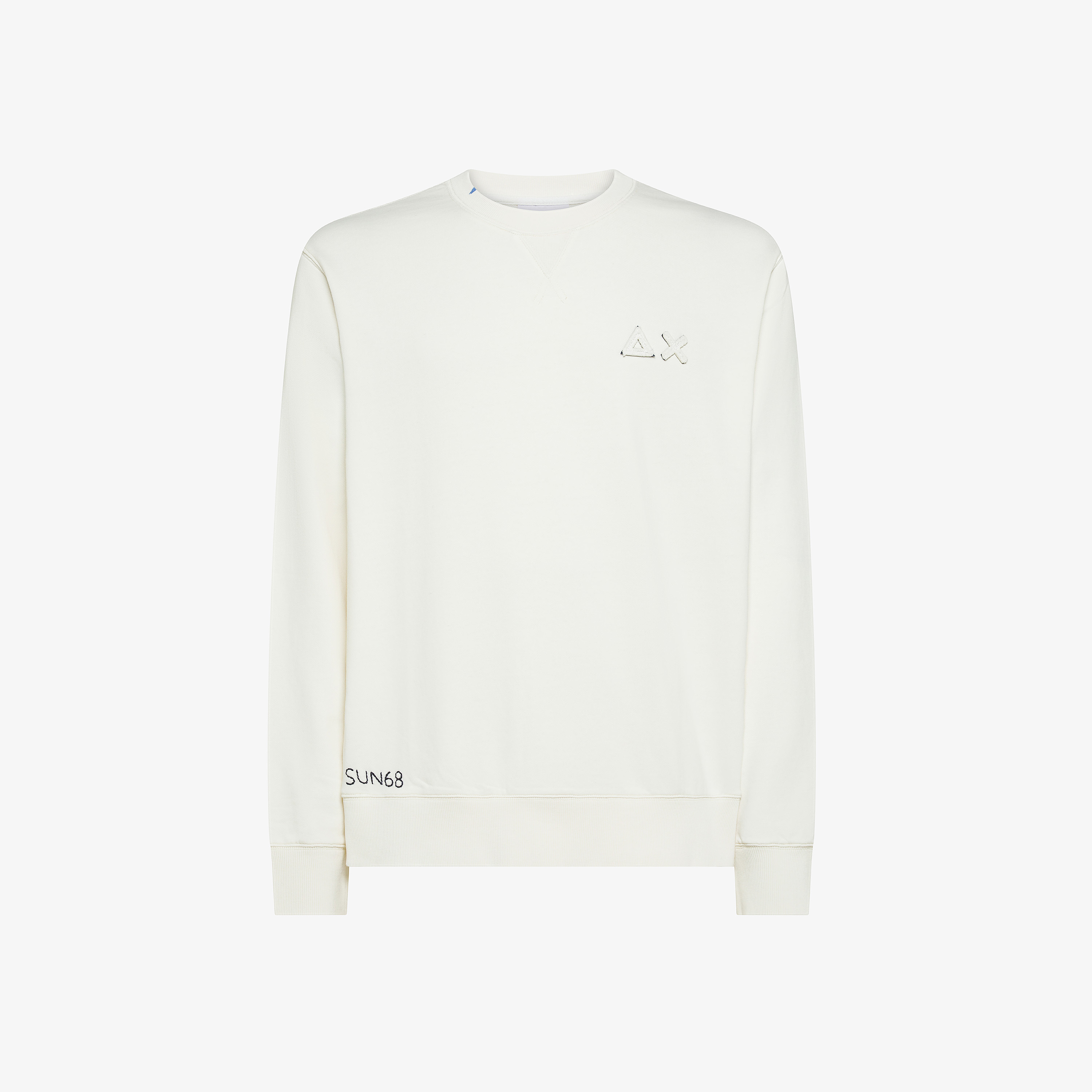 Felpa girocollo in cotone effetto vintage bianco panna